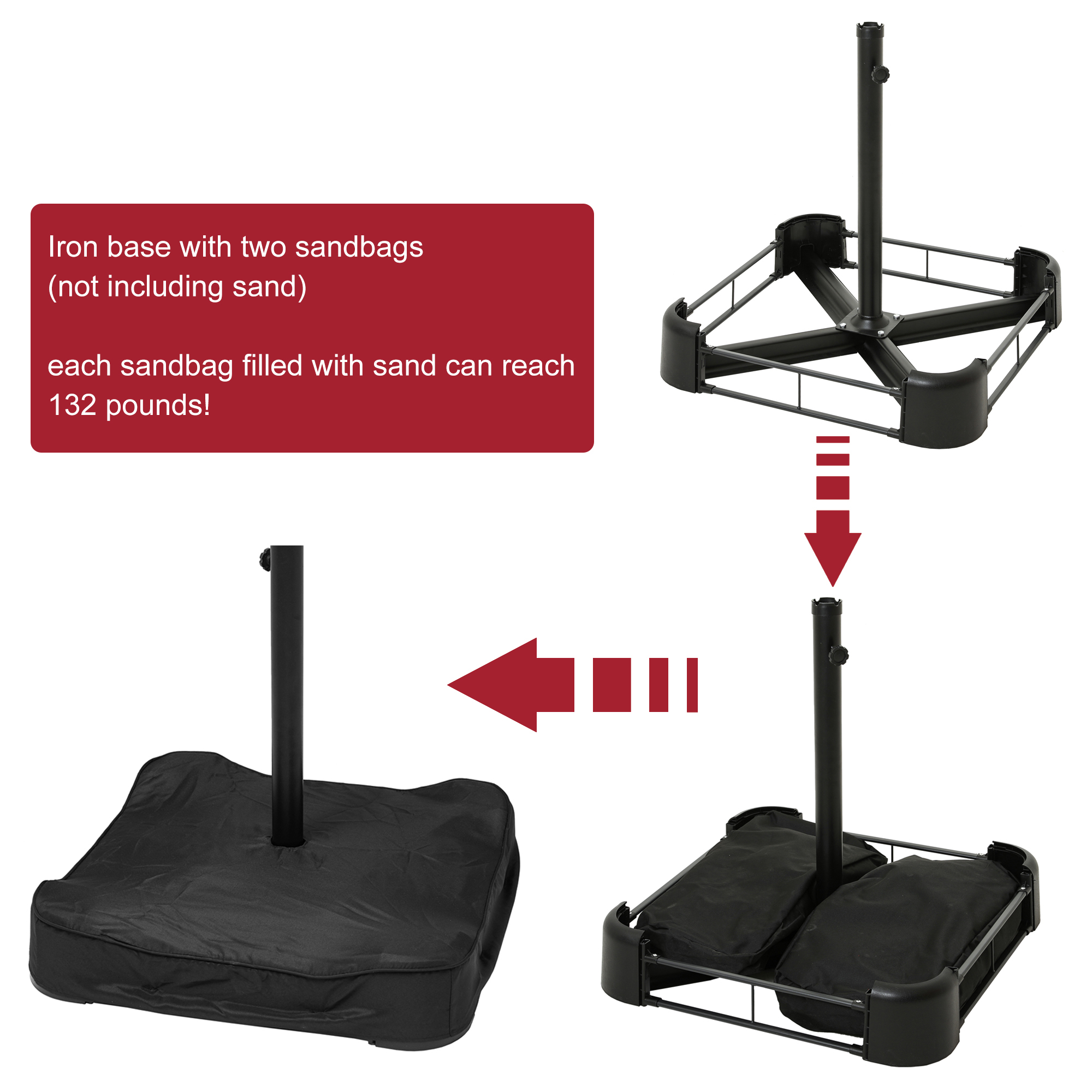 15ft Patio Steel Rectangular Double-Sided Market Umbrella With Base, Classic Design or Solar LED Lights Options,UV Sun Protection & Easy Crank for Deck Pool Patio.