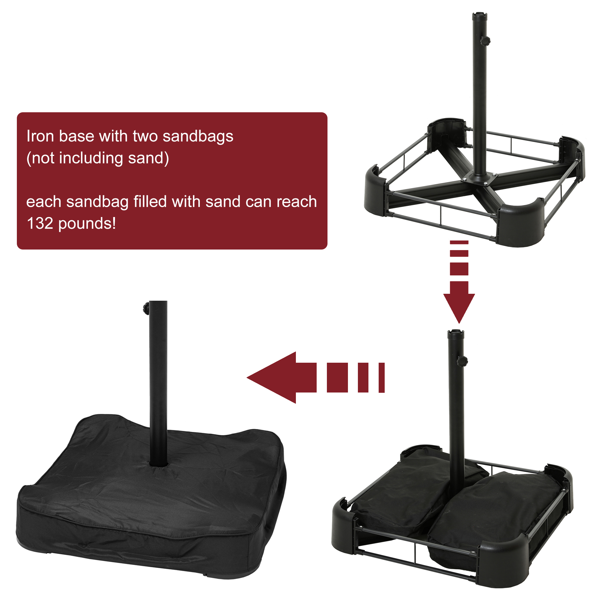 15ft Patio Steel Rectangular Double-Sided Market Umbrella With Base, Classic Design or Solar LED Lights Options,UV Sun Protection & Easy Crank for Deck Pool Patio.