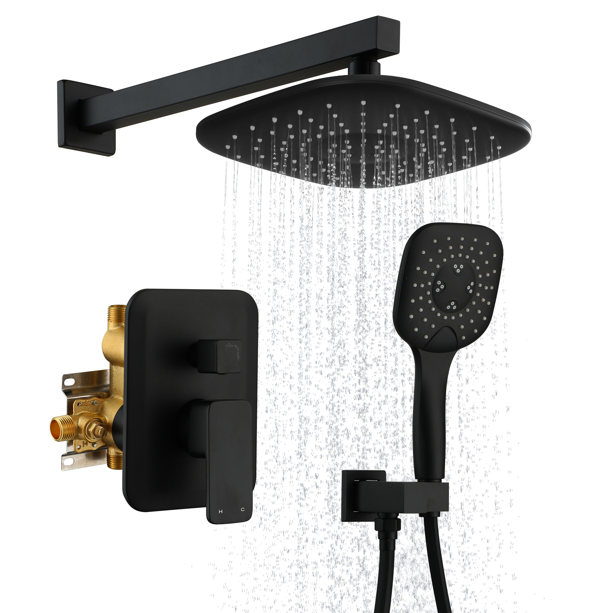 9-inch 2-Function Wall-Mounted Shower System with Handheld Shower