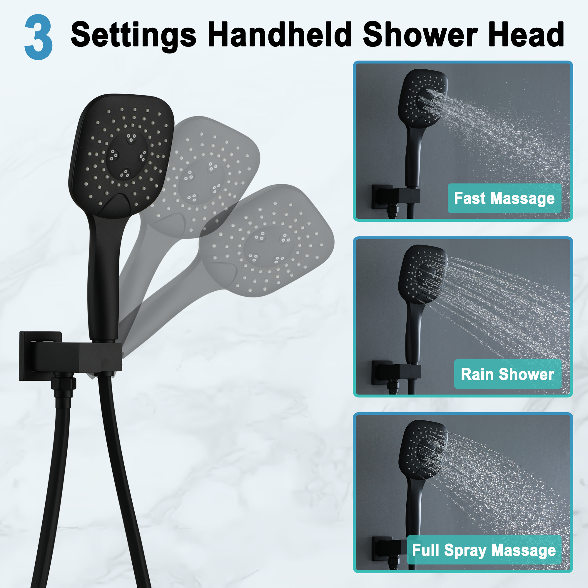 9-inch 3-Way Wall-Mounted Shower System with Tub Spout