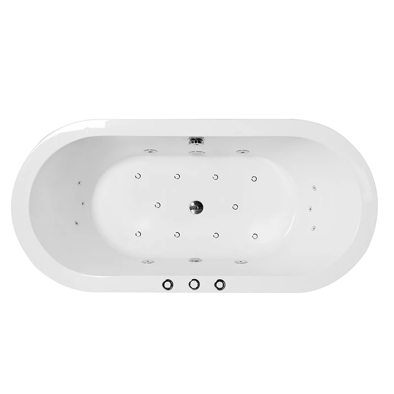 67" Luxury Freestanding Oval Massage Bathtub with Dual Jet Therapy & Chromotherapy Lighting