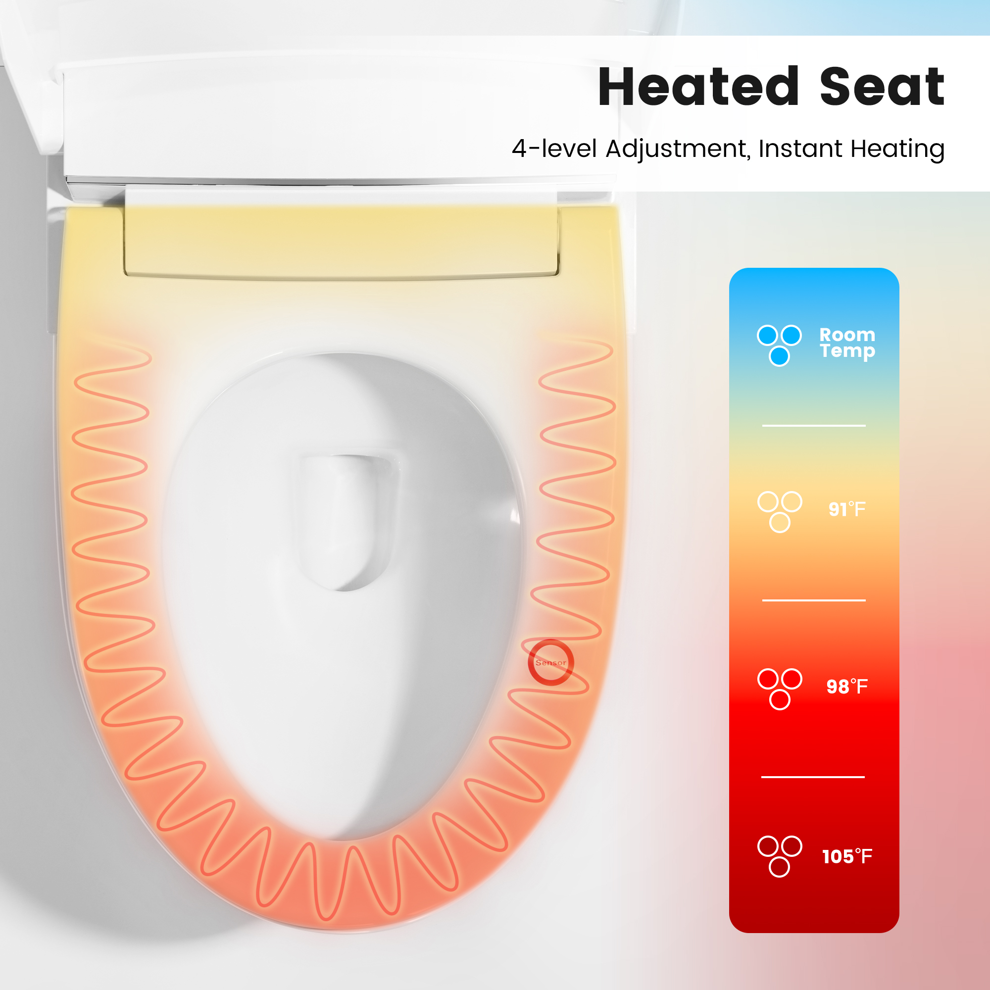 Antibacterial Ceramic Smart Bidet Toilet with Heated Seat & Built-In Deodorizer
