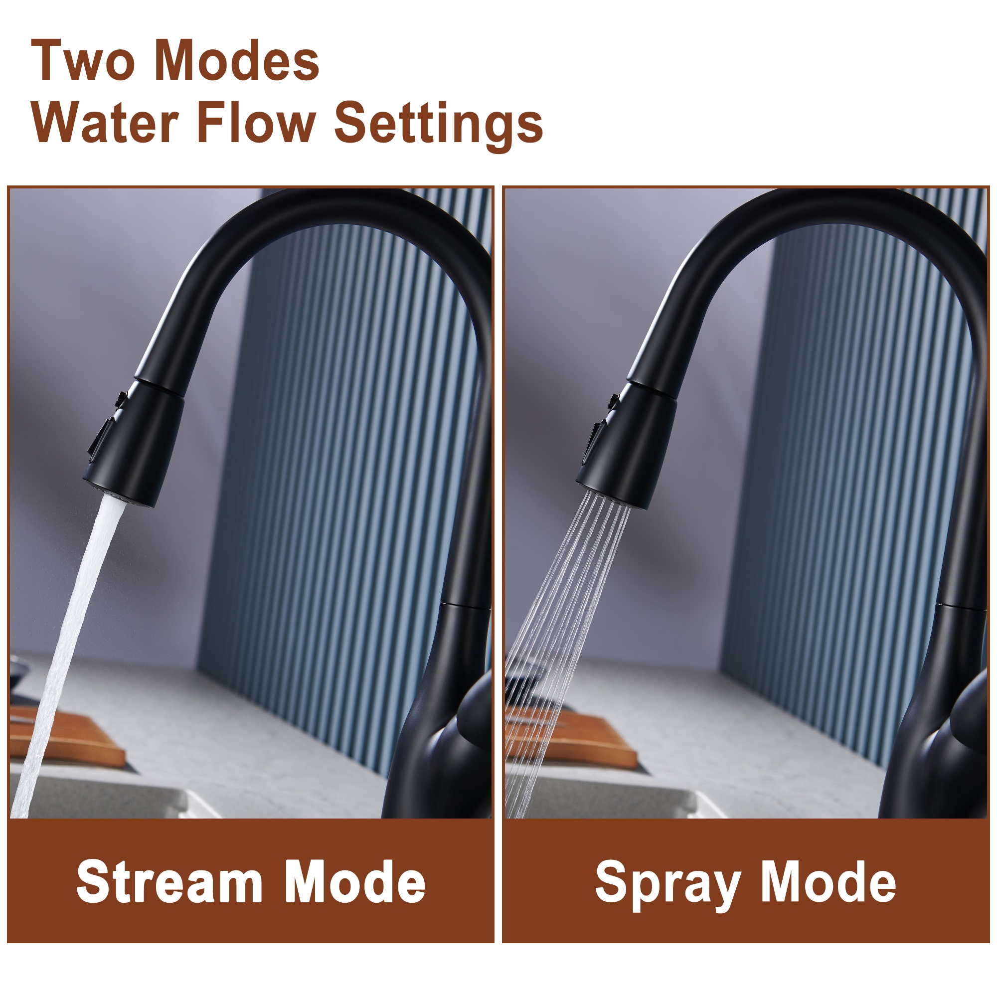 Pull-Down Kitchen Faucet with Dual Function Sprayer 7-Layer Electroplated Finish