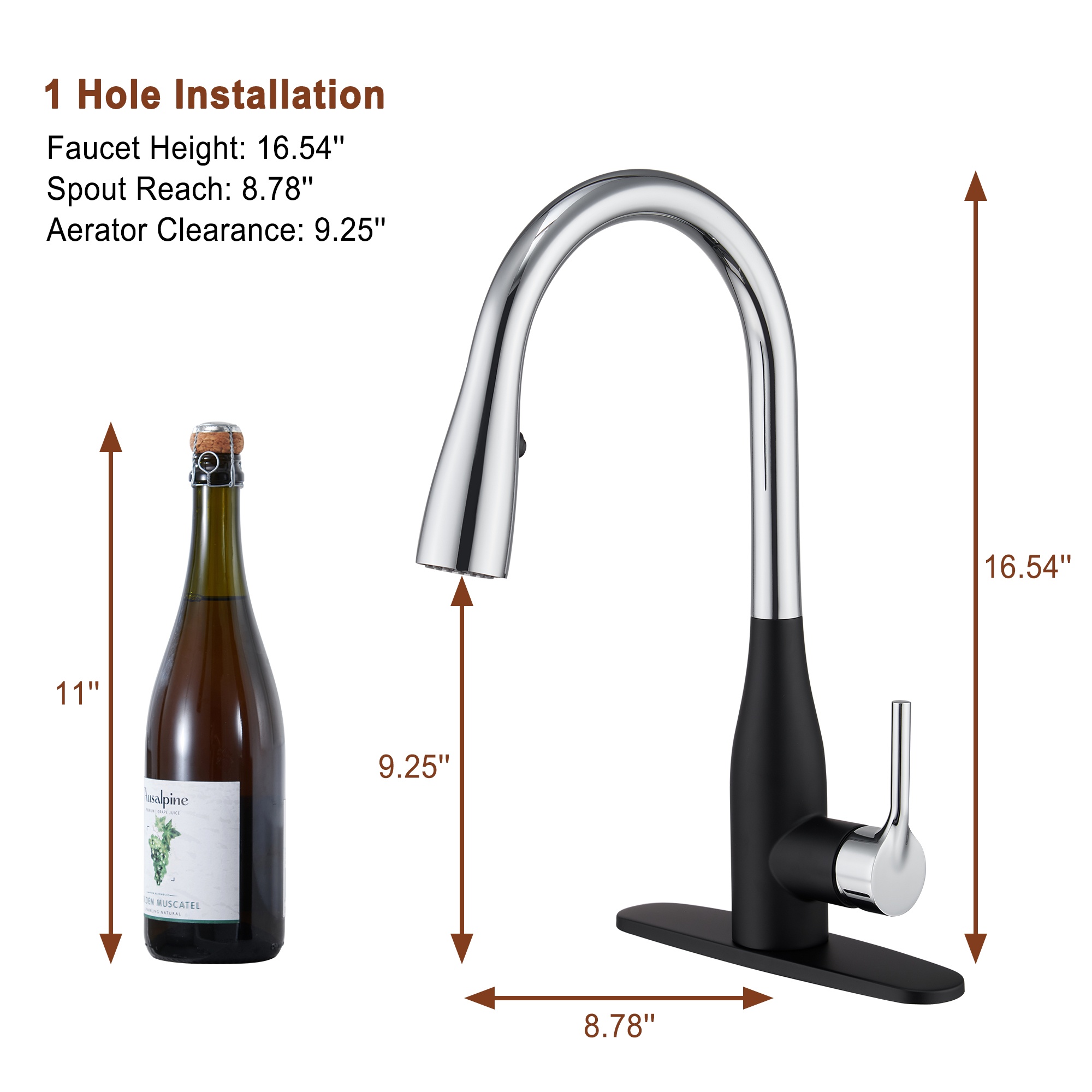 Pull Down Kitchen Faucet with Spray & Stream Modes Durable Finish