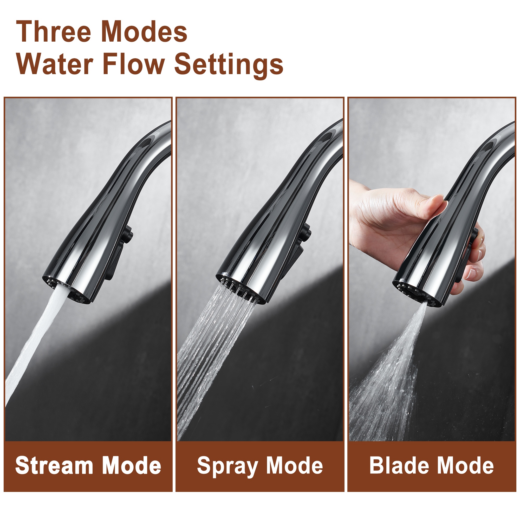 Pull Down Kitchen Faucet with Spray & Stream Modes Durable Finish