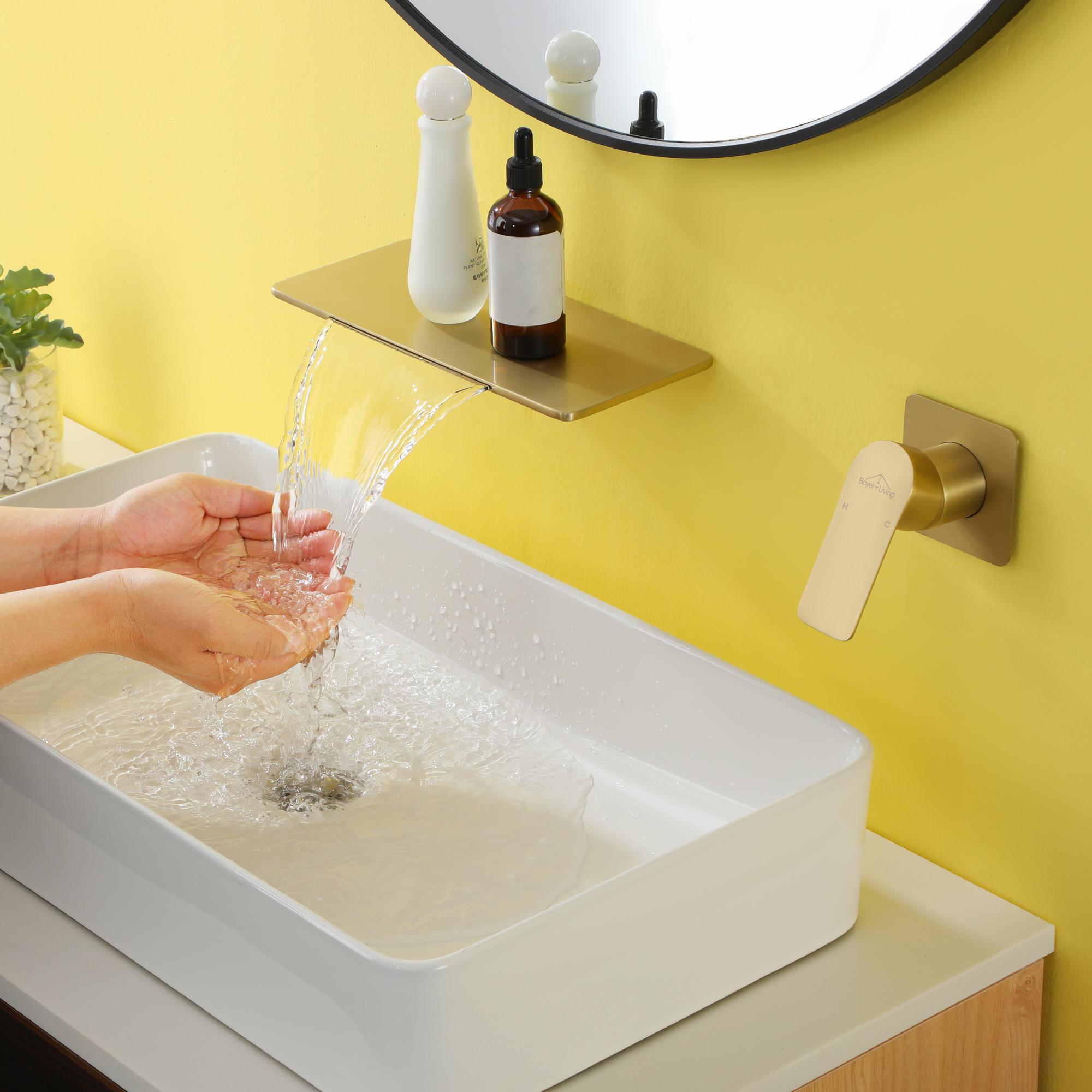 Wall Mounted Single Handle Solid Brass Lavatory Bathroom Faucet