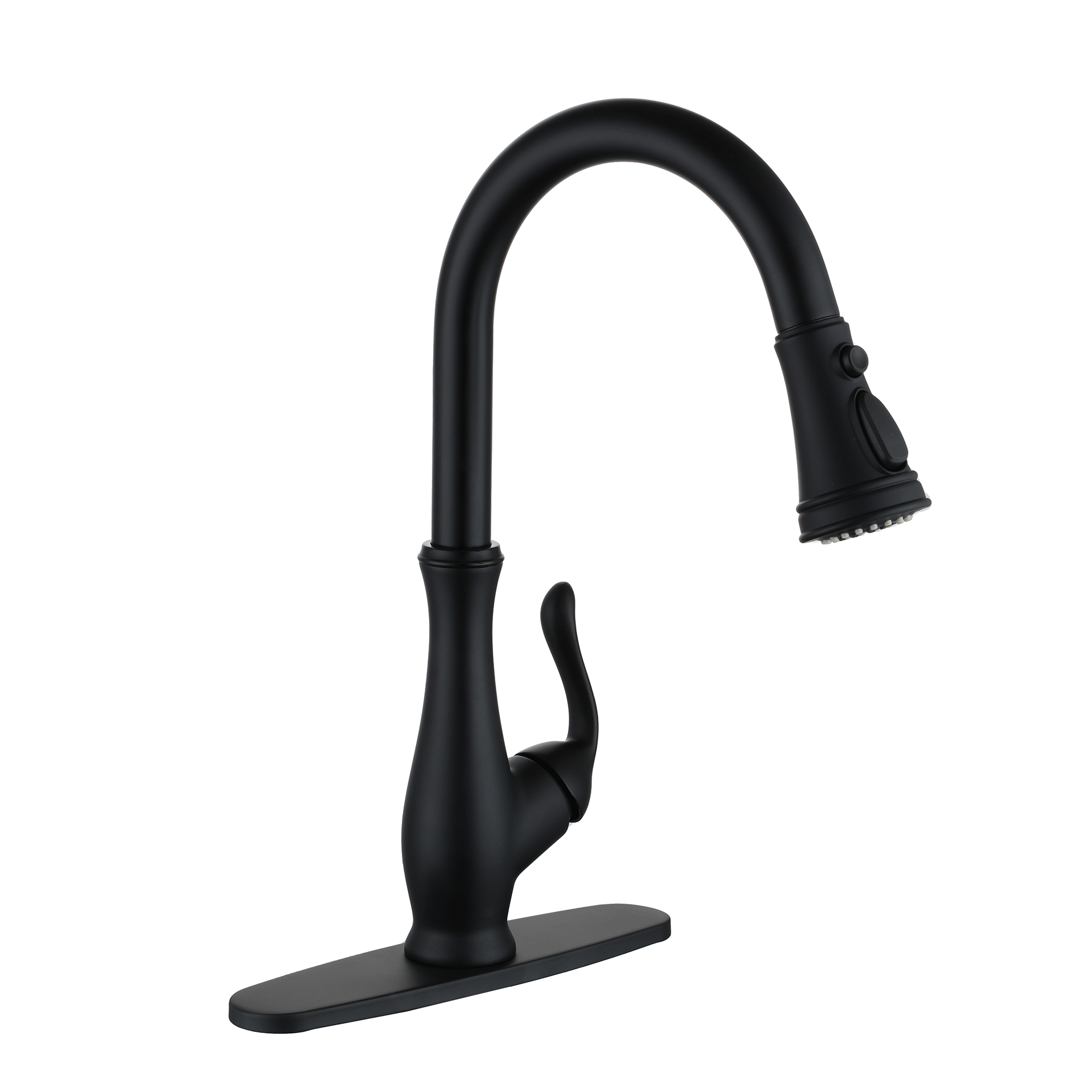 Pull Down Kitchen Faucet Single Handle with Blade Stream Modern Design Easy Installation Deck Plate Included