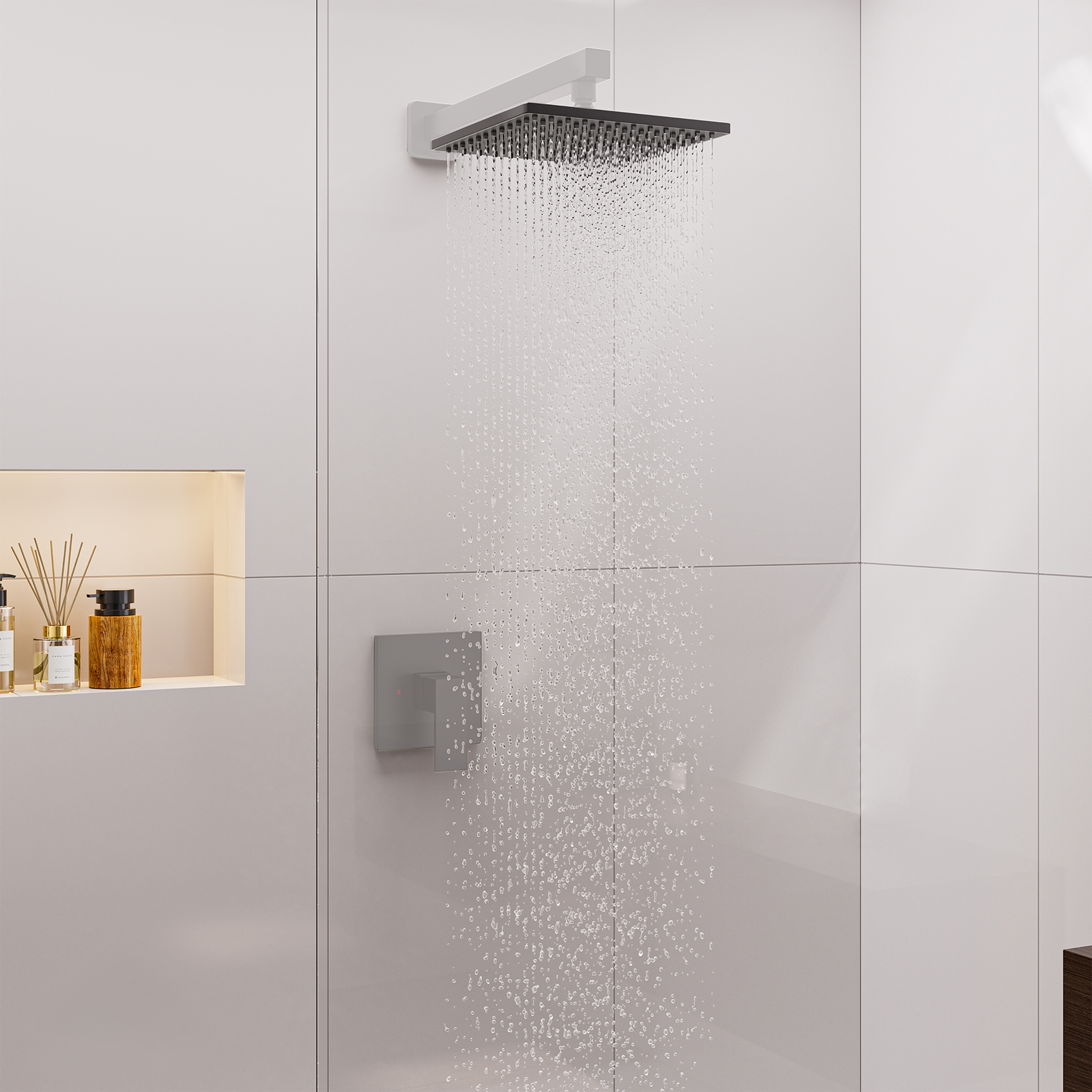 9-inch High Pressure Rainfall Shower Head ABS Square Showerhead