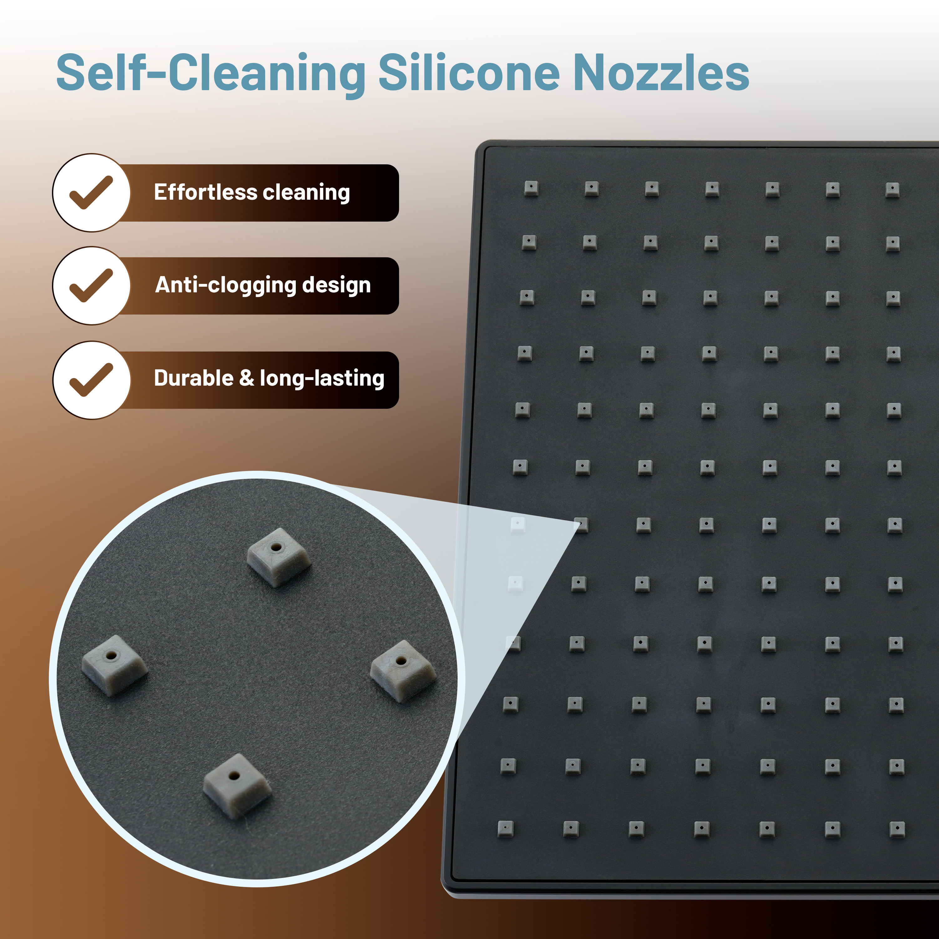 9-inch High Pressure Rainfall Shower Head ABS Square Showerhead