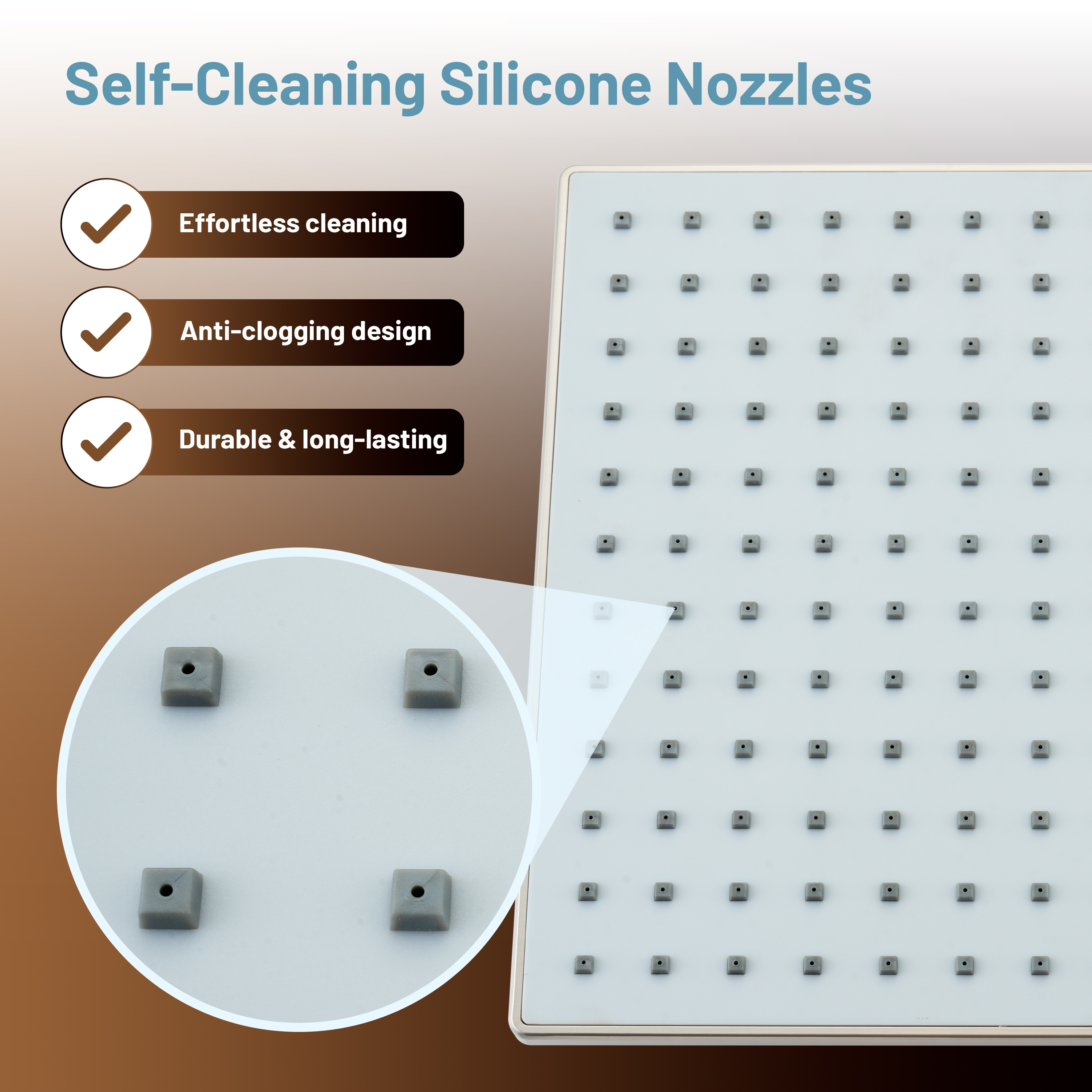 9-inch High Pressure Rainfall Shower Head ABS Square Showerhead