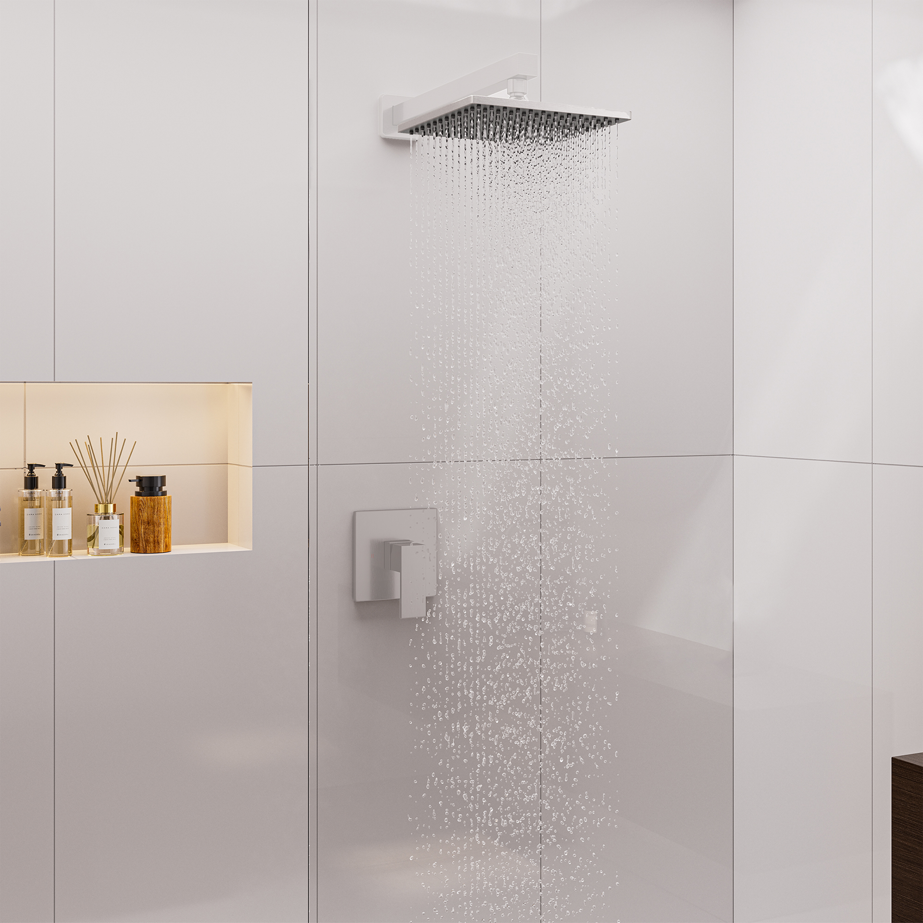 9-inch High Pressure Rainfall Shower Head ABS Square Showerhead