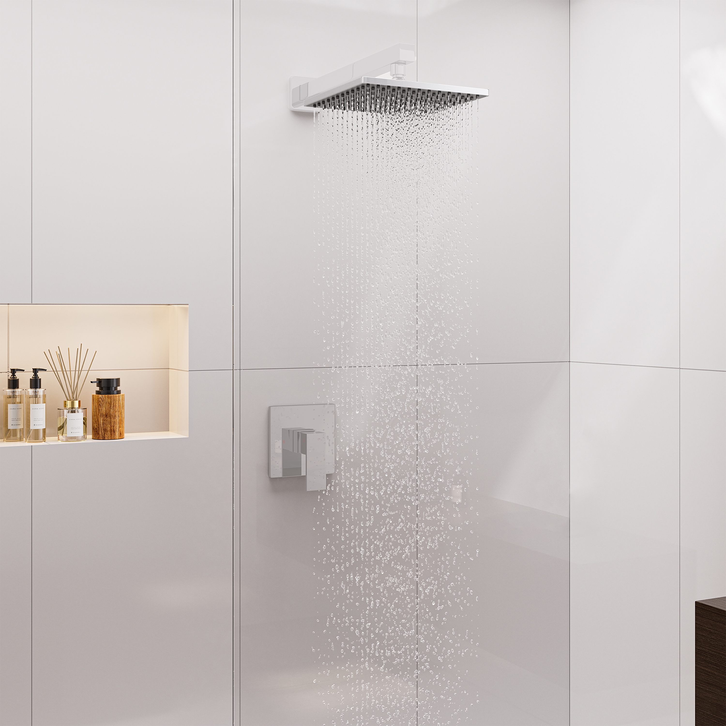 9-inch High Pressure Rainfall Shower Head ABS Square Showerhead