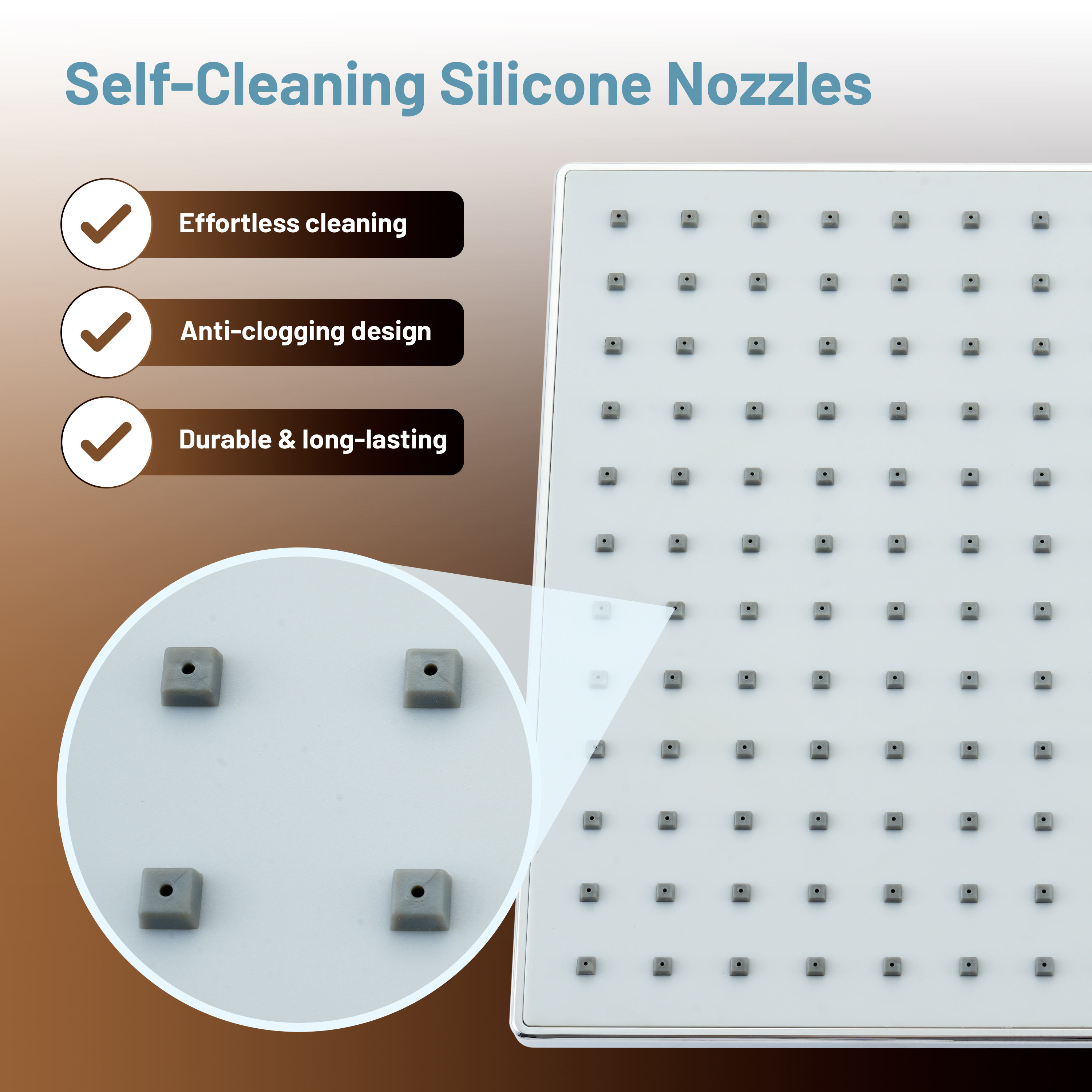 9-inch High Pressure Rainfall Shower Head ABS Square Showerhead