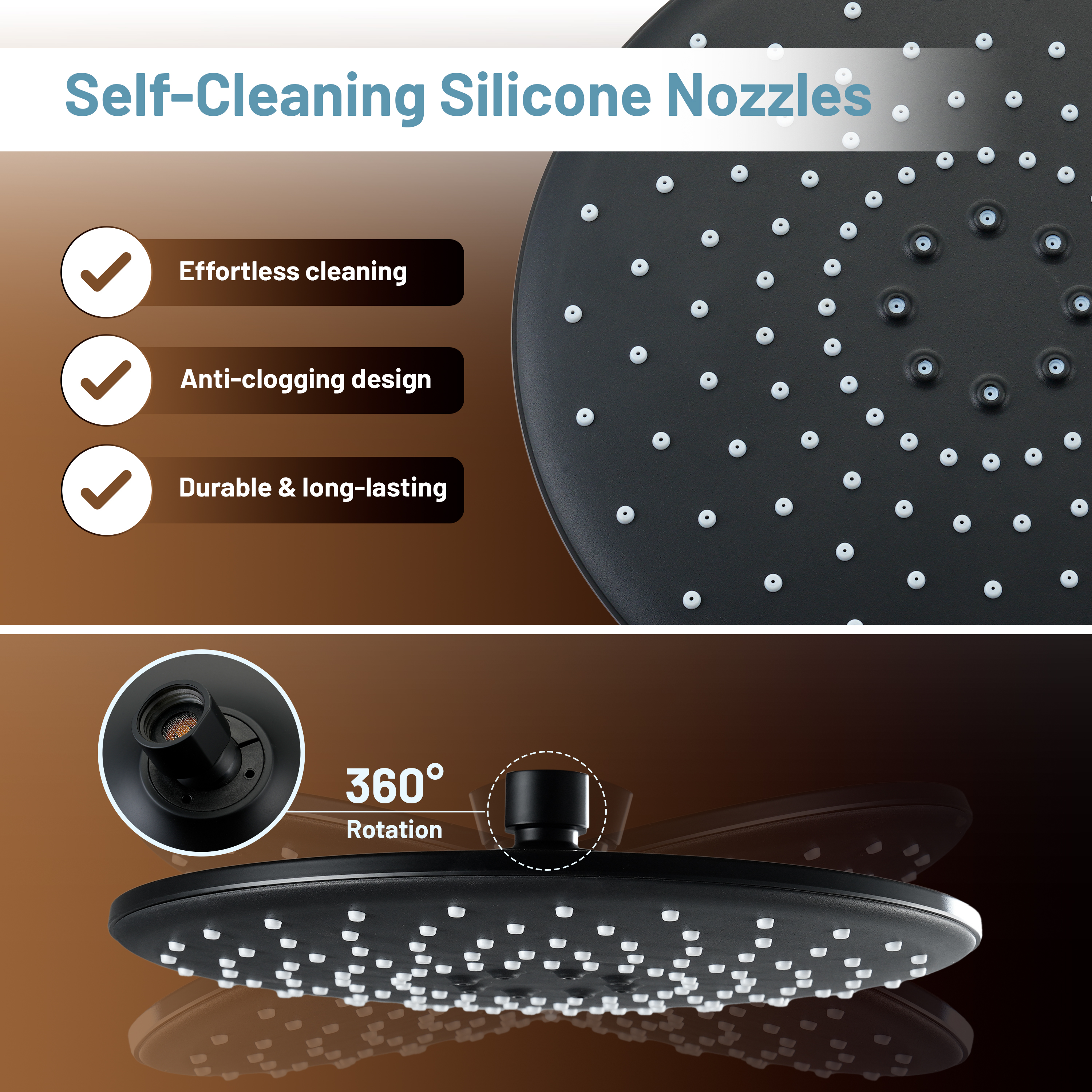 10-Inch Round High Pressure ABS Shower Head Rainfall Showerhead