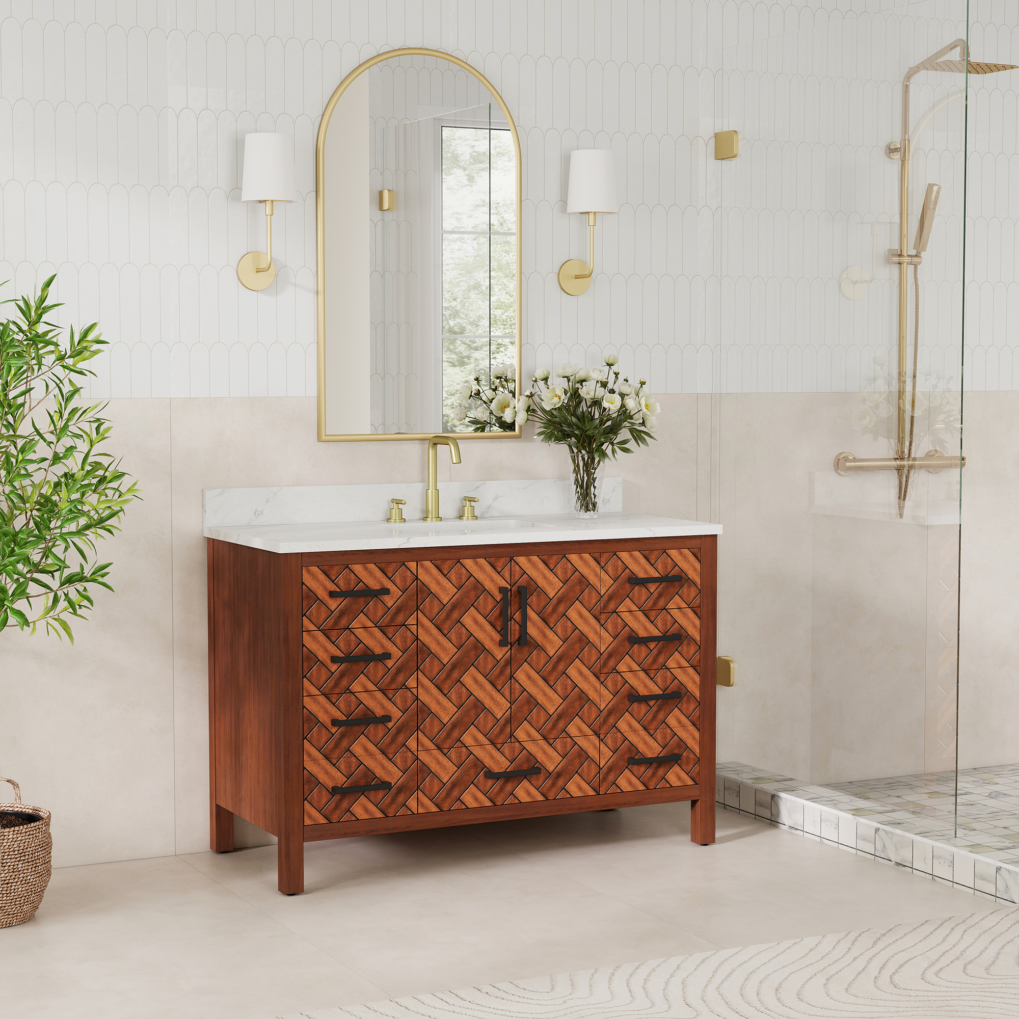 48-inch Bathroom Vanity with Engineering Stone Top & Single Sink