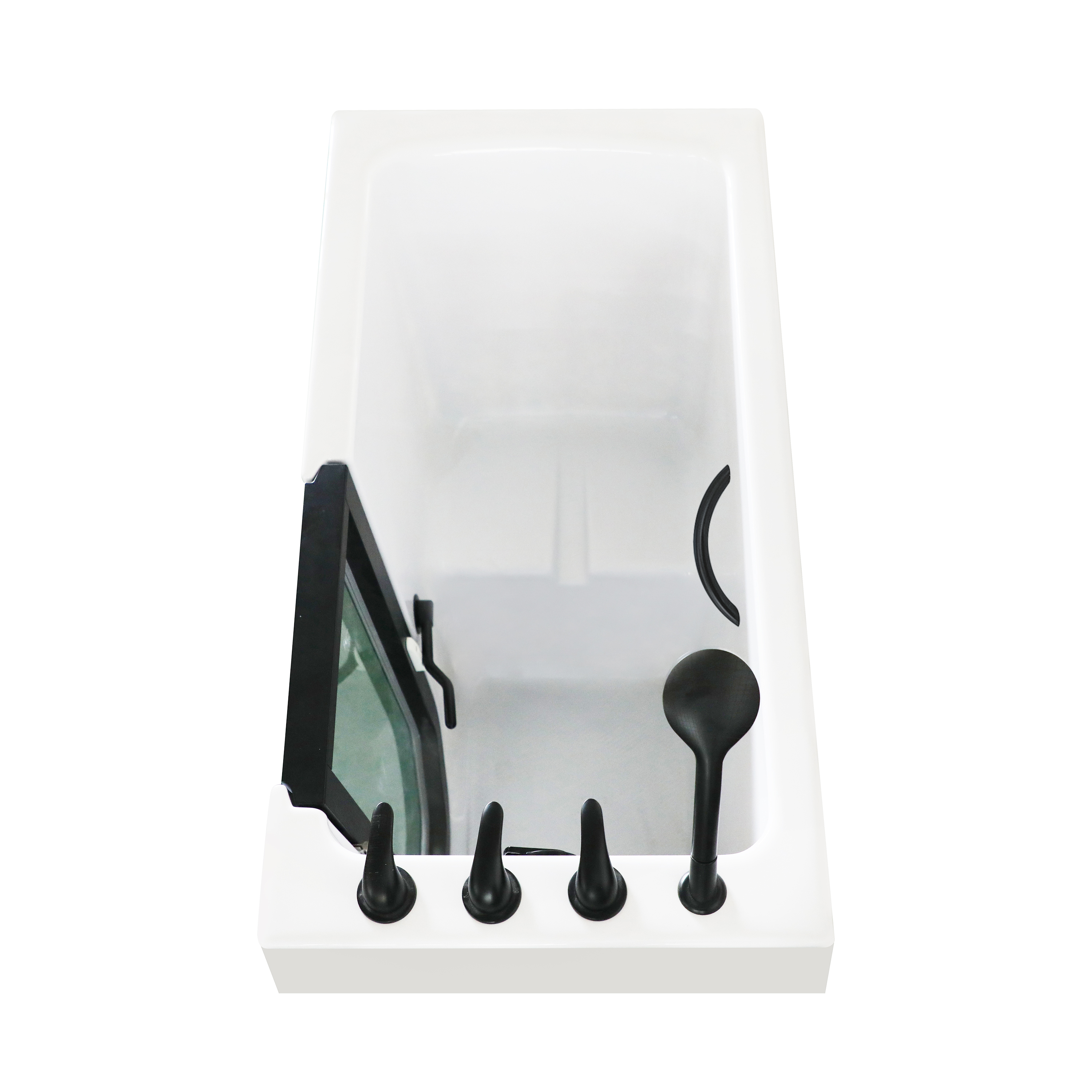 49" Glossy White Acrylic Walk-In Soaking Bathtub with High-Flow Faucet