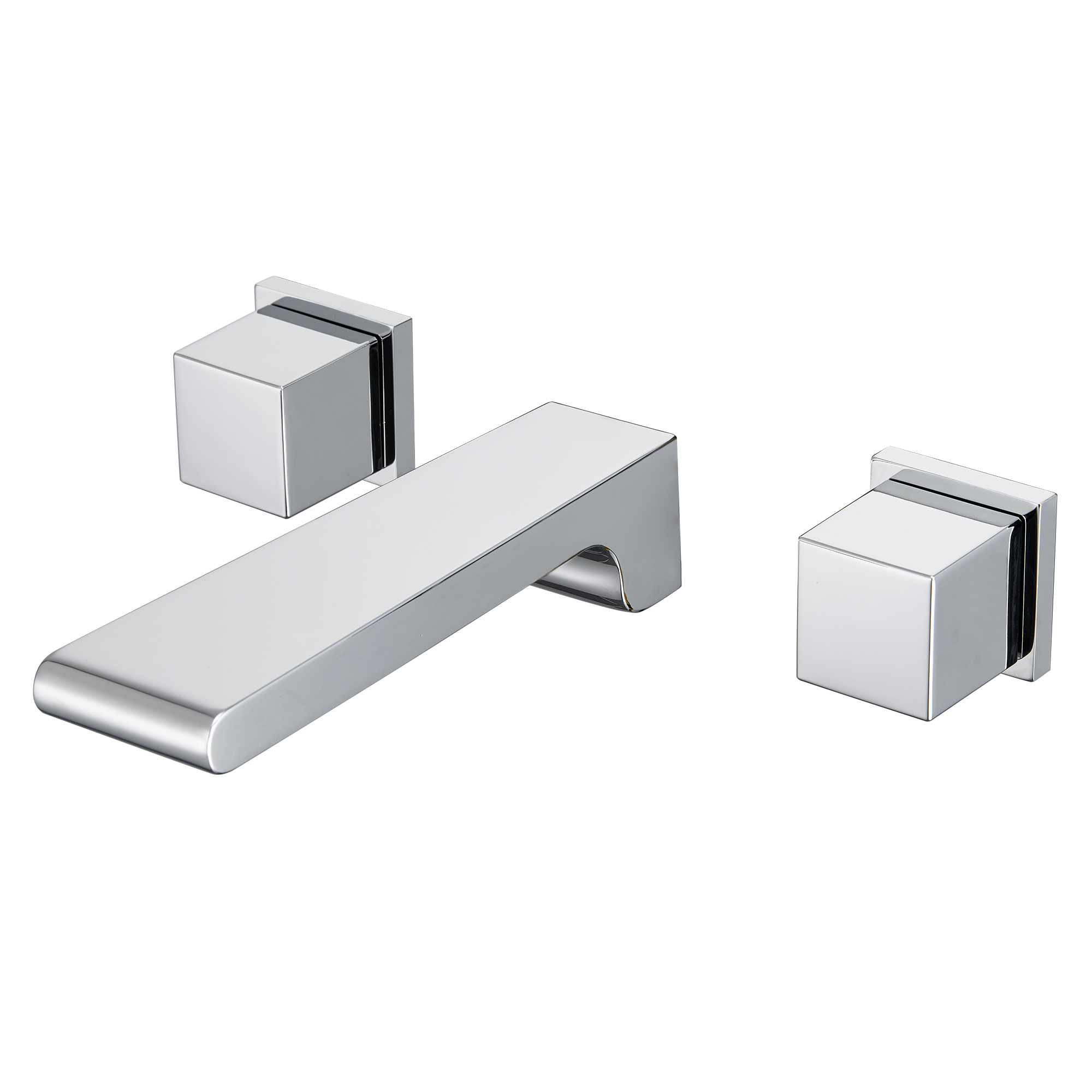 Wall-Mounted Waterfall Bathroom Basin Faucet in Brushed Rose Gold/Chrome