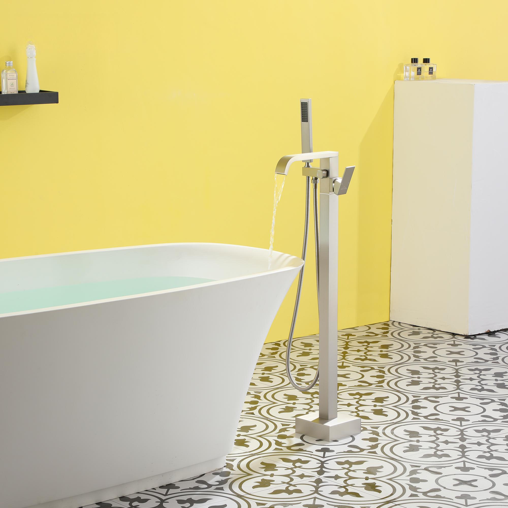 Solid Brass Freestanding Tub Filler Faucet with Handheld Shower