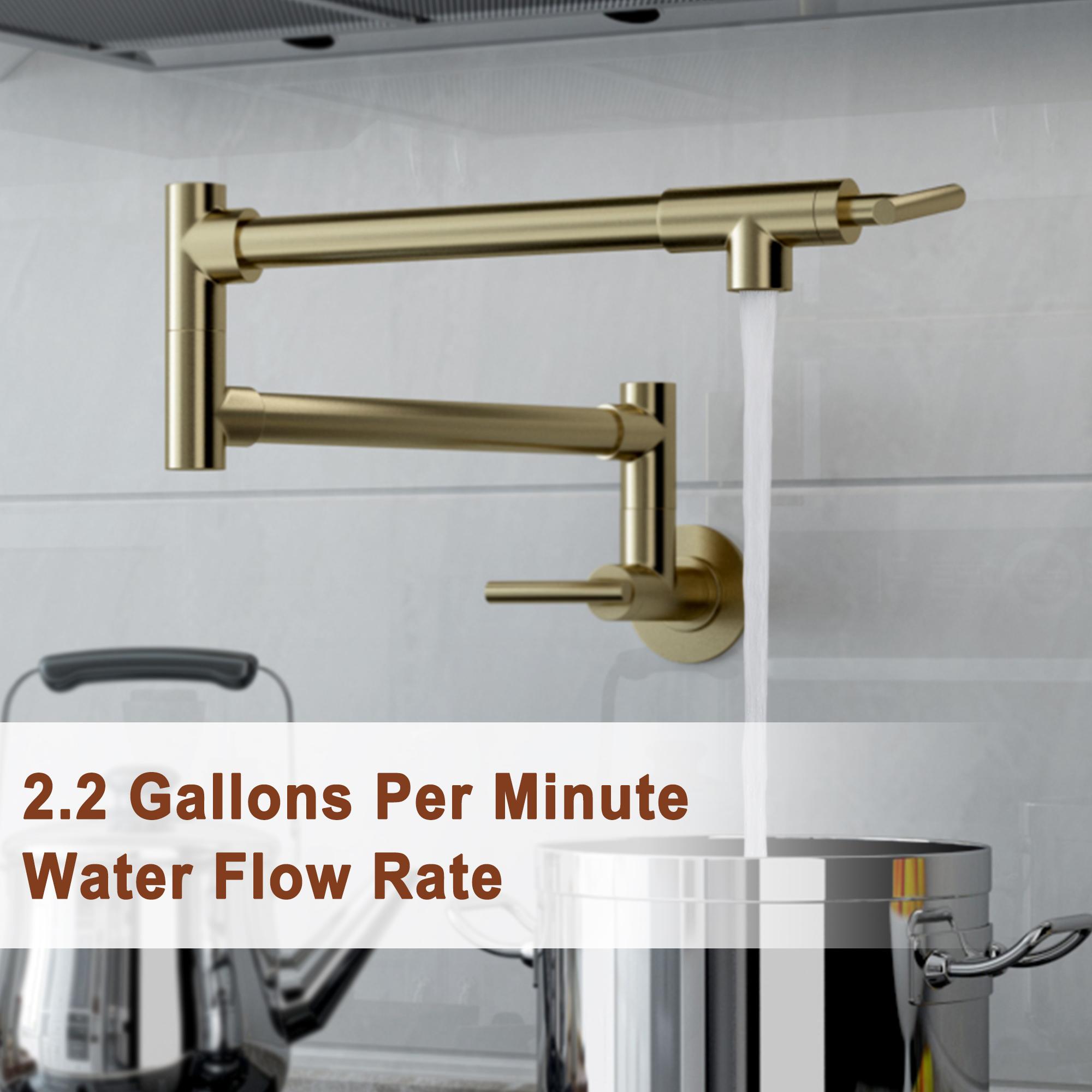 Wall Mount Pot Filler Kitchen Faucet with 360° Rotating Arm & Fast-Flow Aerator