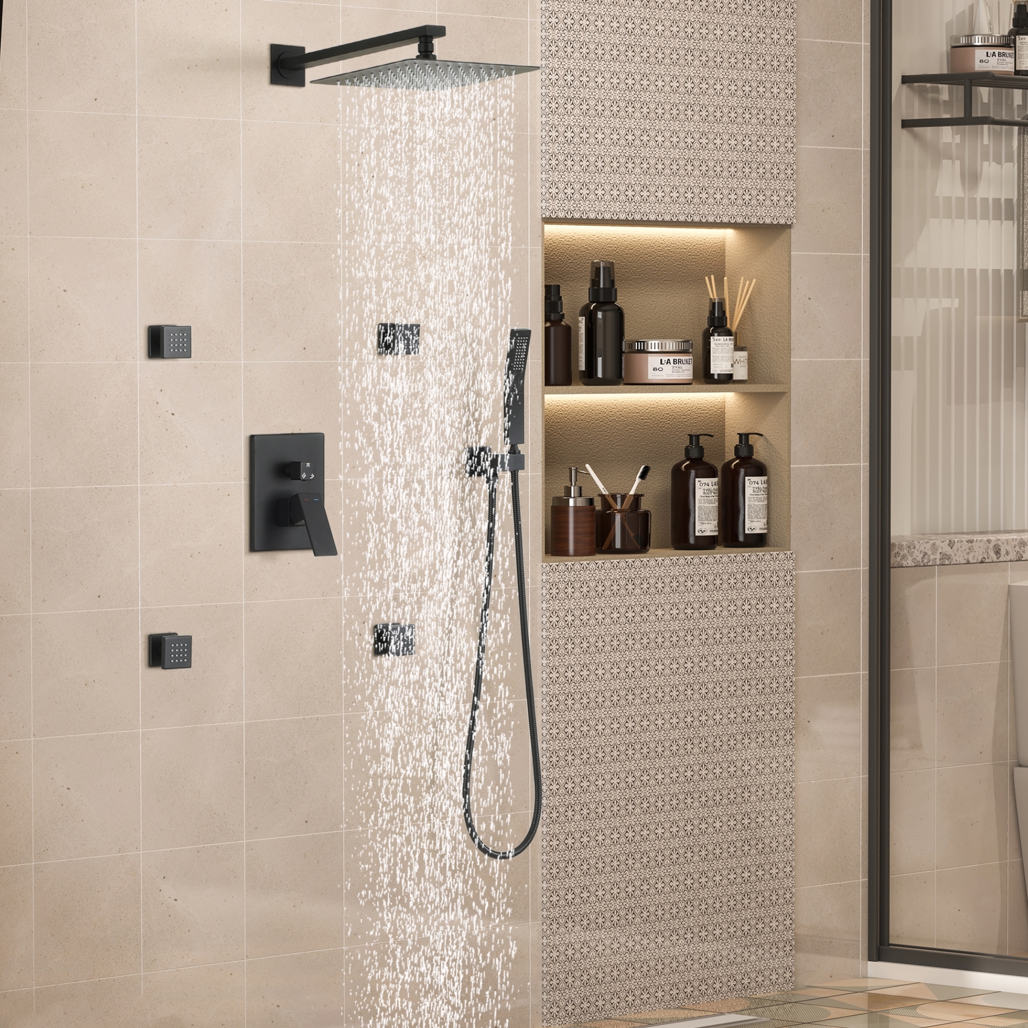10-Inch Stainless Steel Shower System with 4 Body Jets
