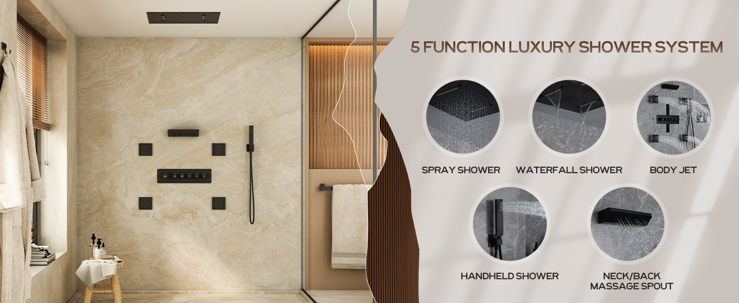 5-Function Thermostatic Shower System