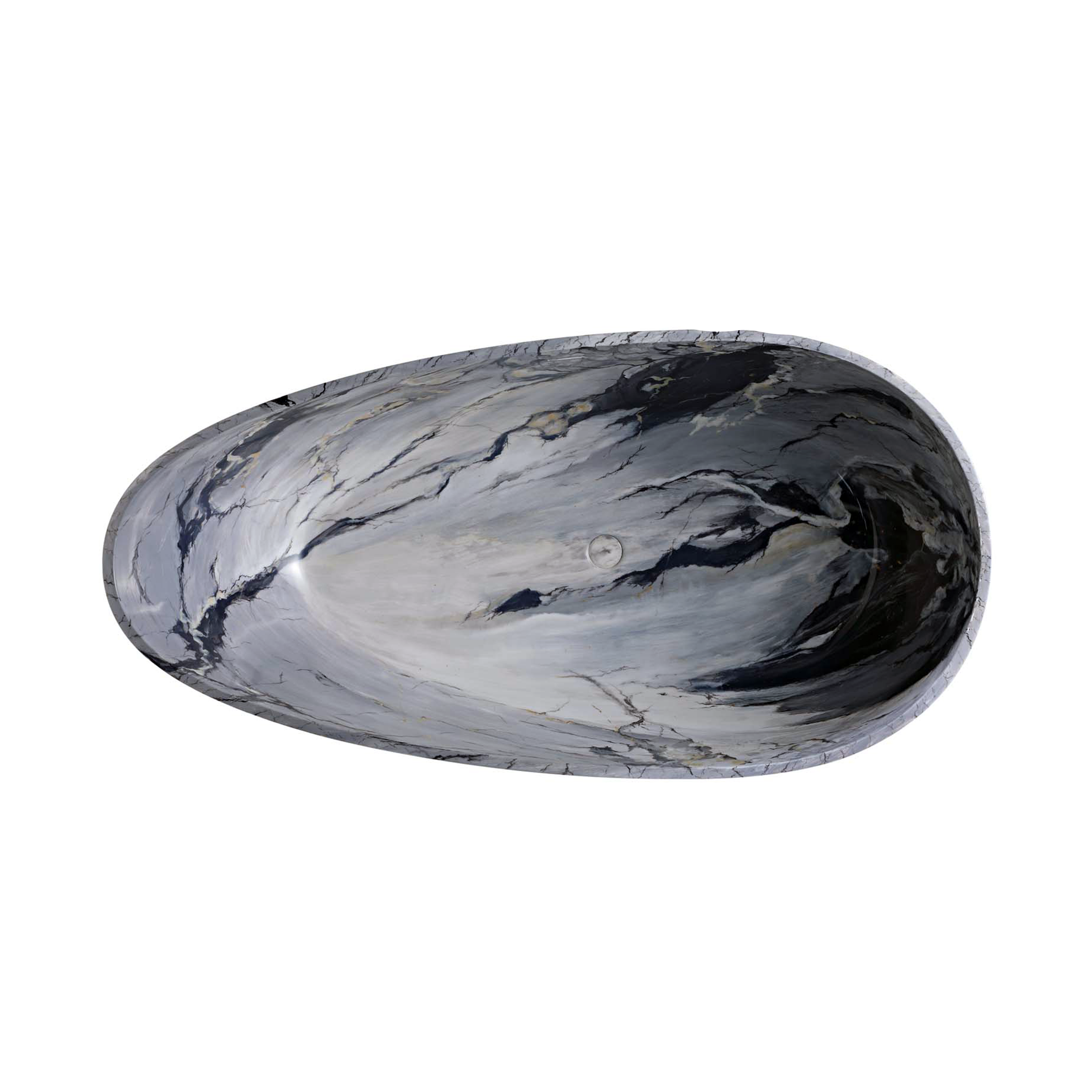 59" Egg-Shaped Solid Surface Freestanding Bathtub with Spa-Like Comfort