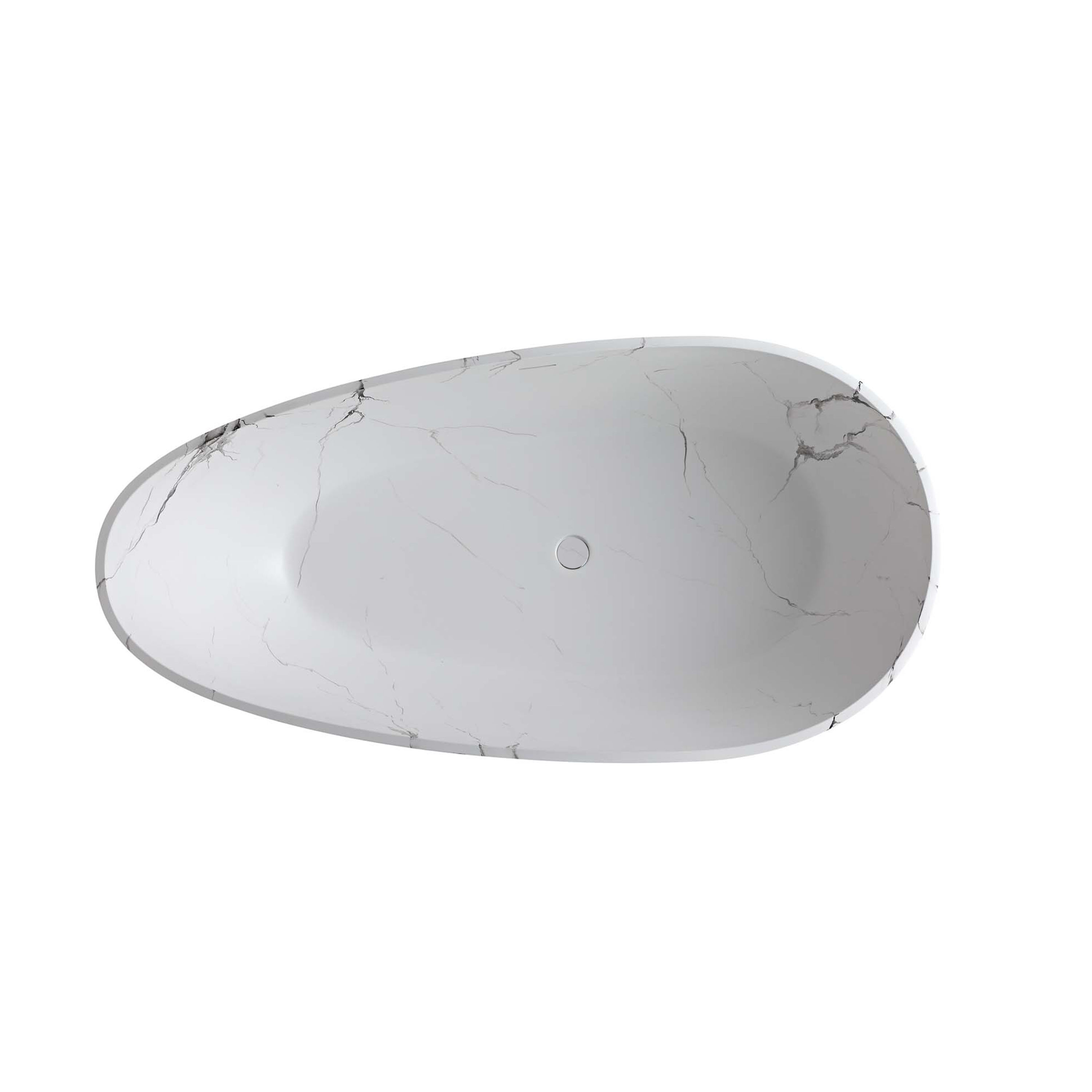 59" Egg-Shaped Solid Surface Freestanding Bathtub with Spa-Like Comfort