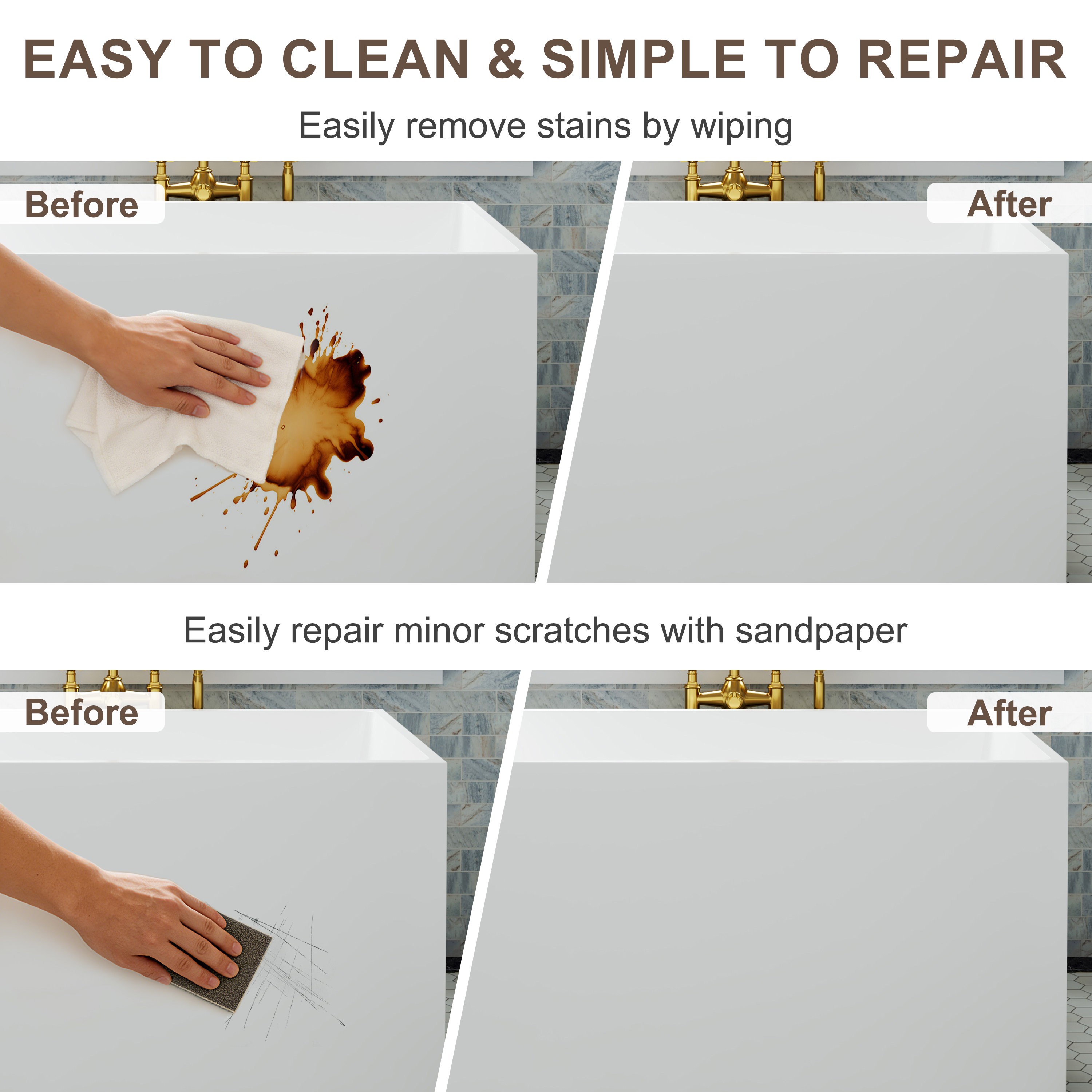 39"/47" Glossy White Minimalist Freestanding Bathtub with Built-In Seat