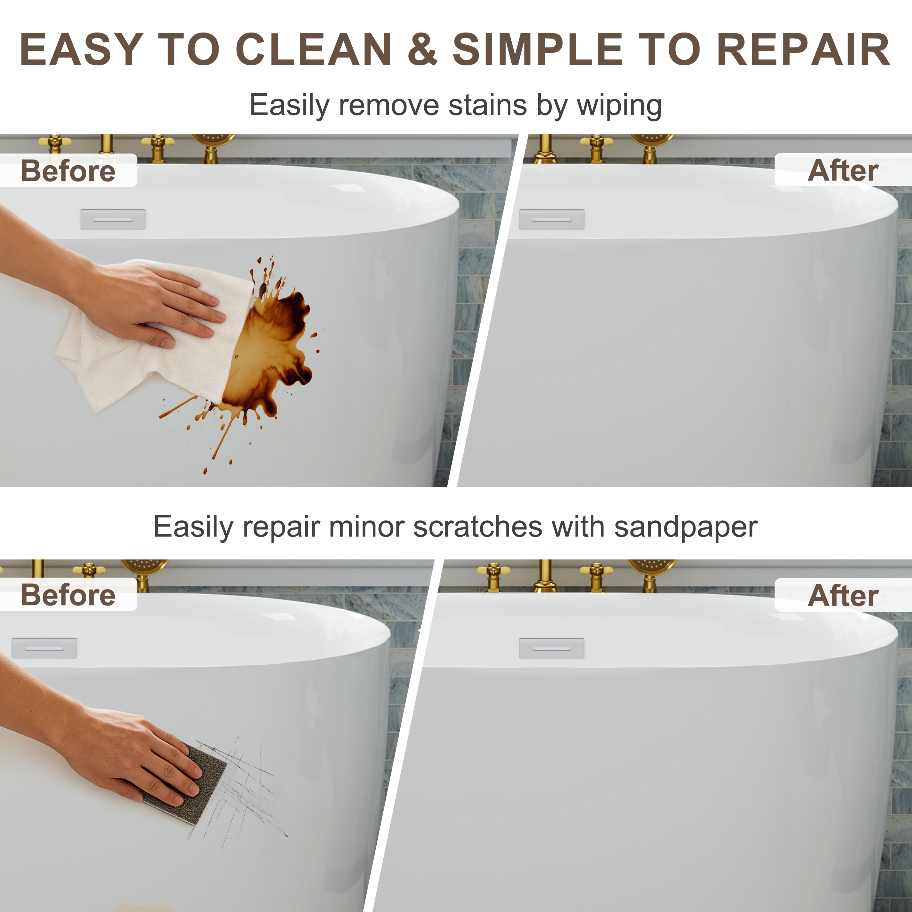 43" Transitional Acrylic Freestanding Bathtub with Built-In Seat