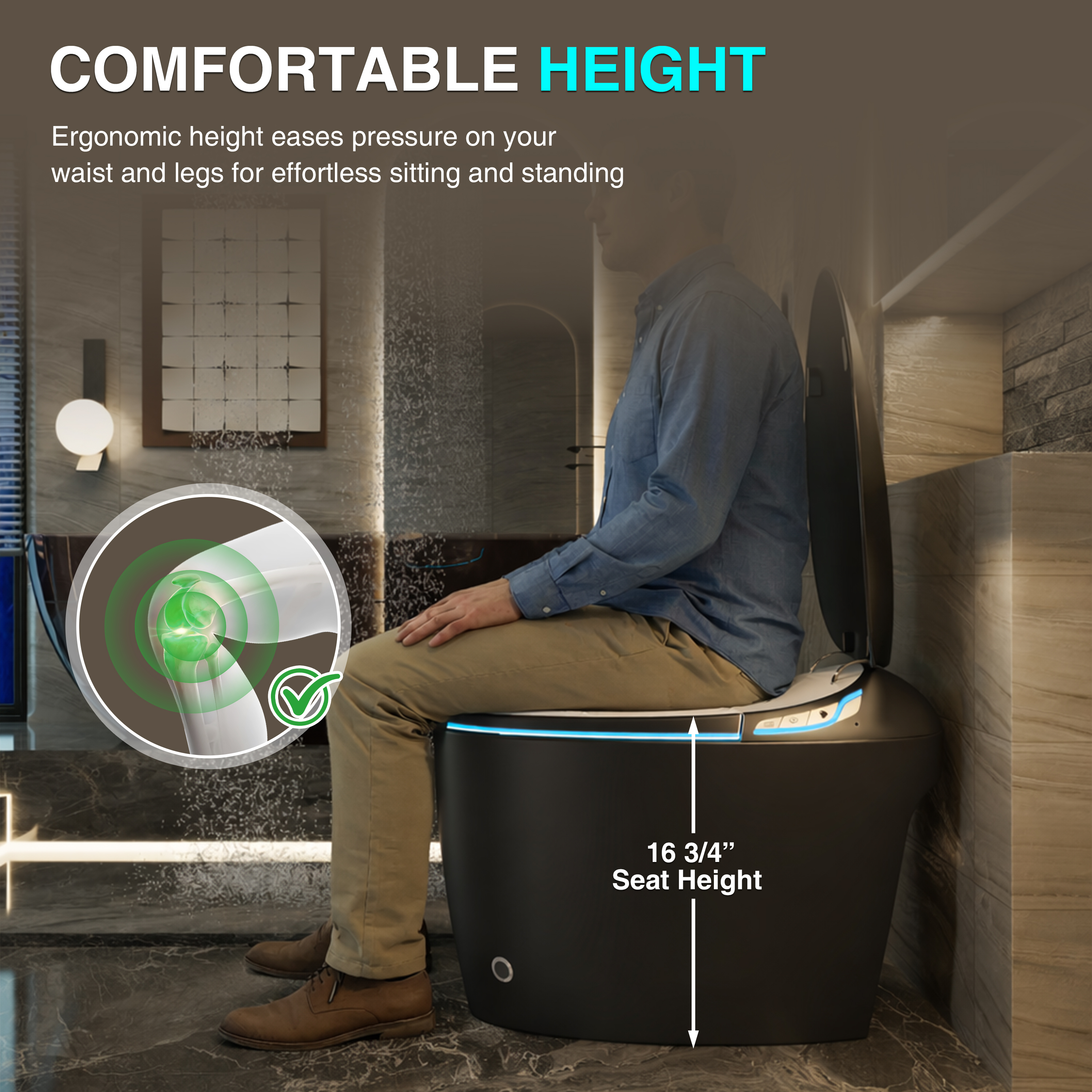 Egg-Shaped Smart Toilet with Automatic Lid, Heated Seat & Bidet Wash, Black & Pink