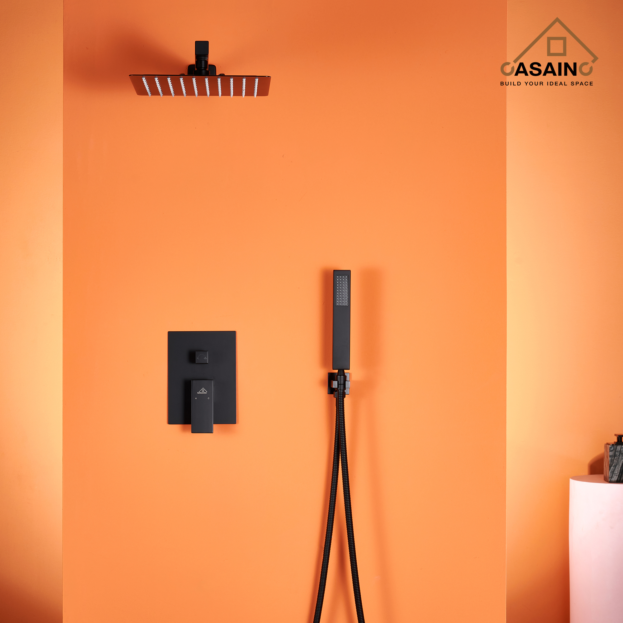 Complete Shower System 1-Spray Patterns with 2.5 GPM 10 in. Wall Mount Dual Shower Heads in Matte Black Complete Shower System 1-Spray Patterns with 2.5 GPM 10 in. Wall Mount Dual Shower Heads in Matte Black