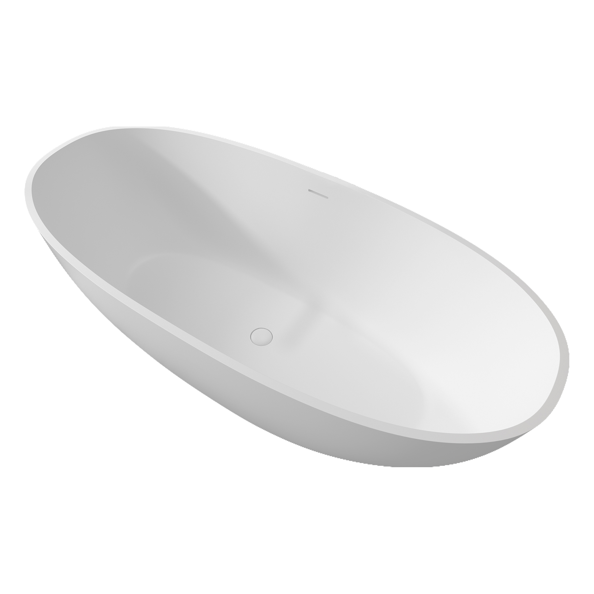 55 inches  Solid Surface Free-Standing Bathtub with Center  Drain in Matte White