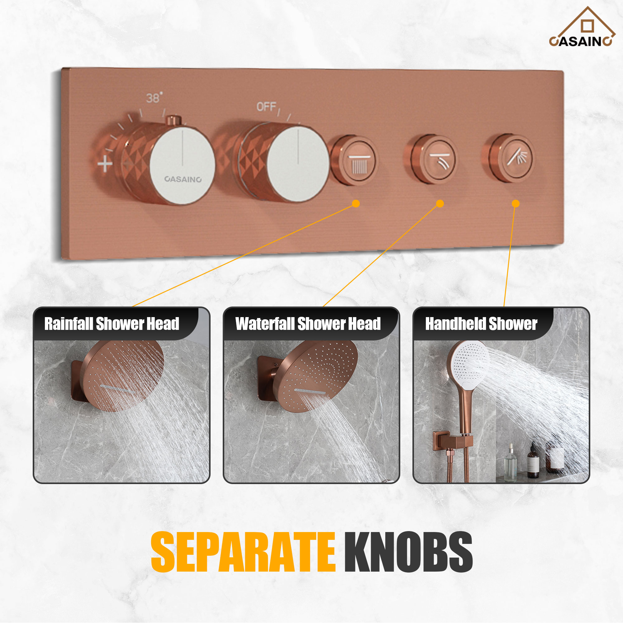 16'' Round Rainfall Multifunctional Shower System With 3-Spray Modes