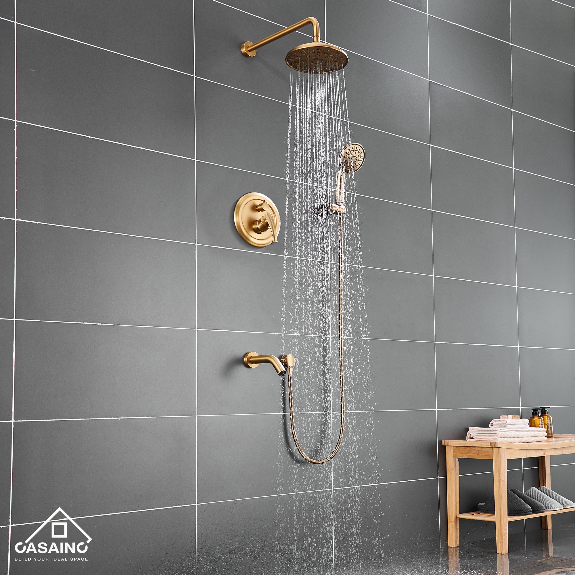 CASAINC 8.3 inch Wall-mounted Rain Shower Faucet with Pressure Balanced Valve