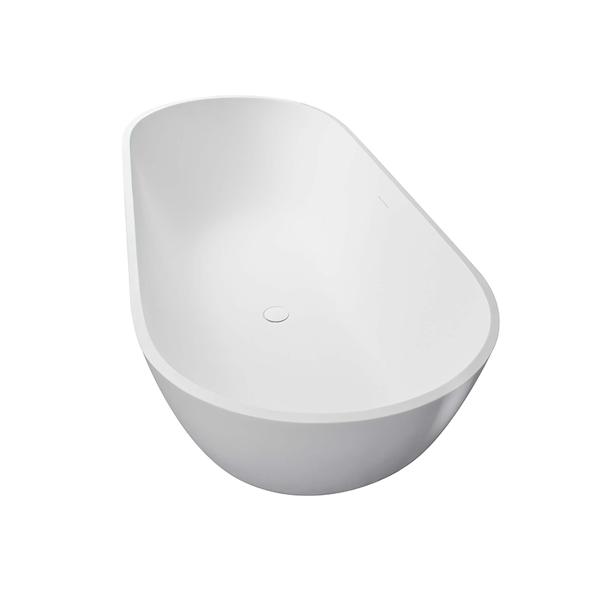 CASAINC 59/69" Solid Surface Bathtubs, Stone Resin Freestanding Tubs, Contemporary Oval Soaking Tub with Overflow and  Drain, Matte White