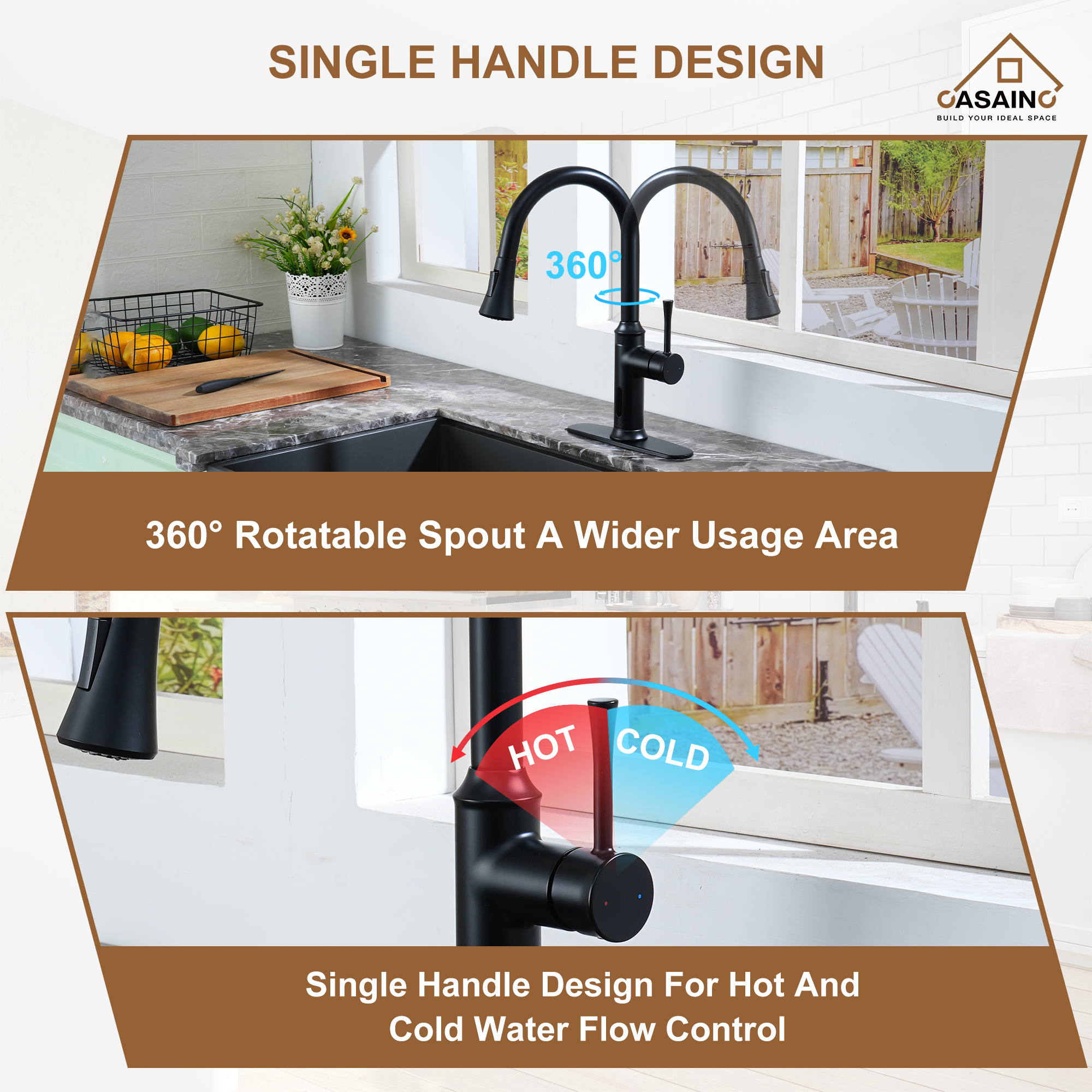 Smart Voice-Controlled Kitchen Faucet with Pull Down Sprayer and Touchless Technology