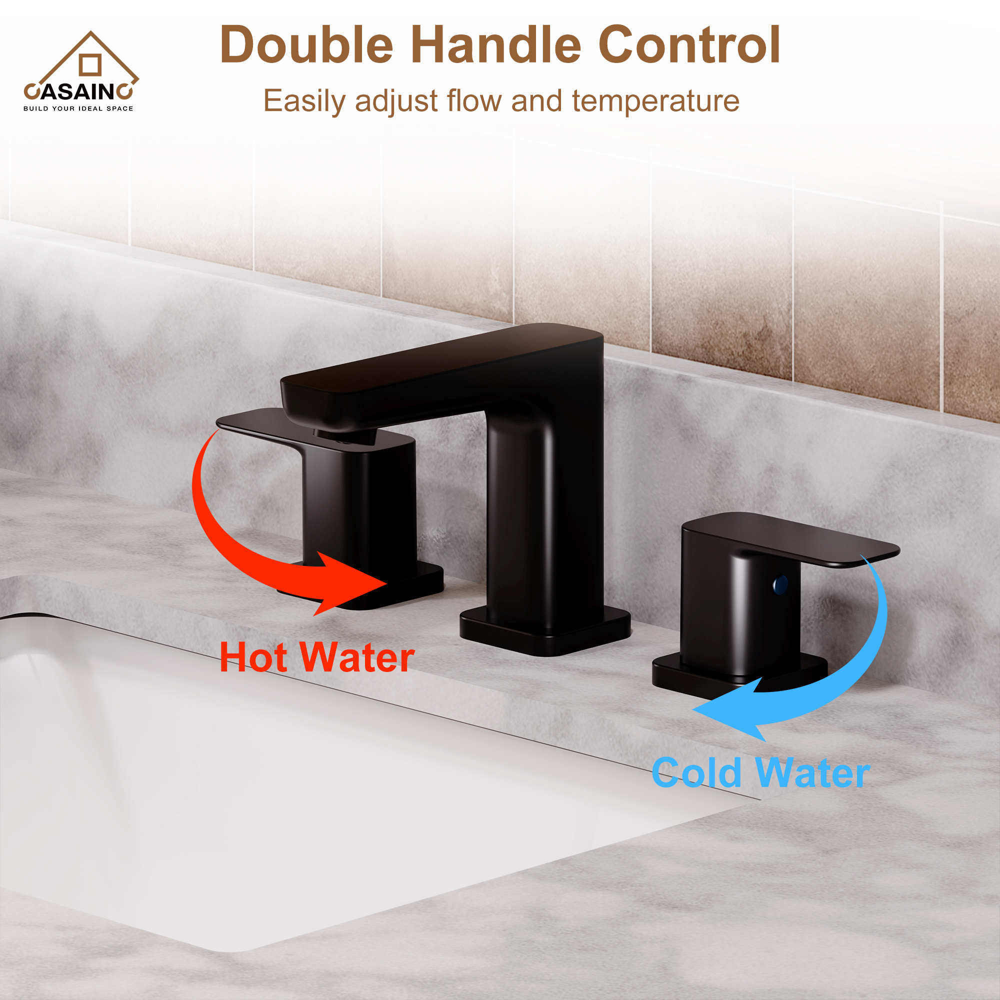 Luxurious 8-Inch Bathroom Sink Faucet Set with Dual Handles, Matte Black Finish