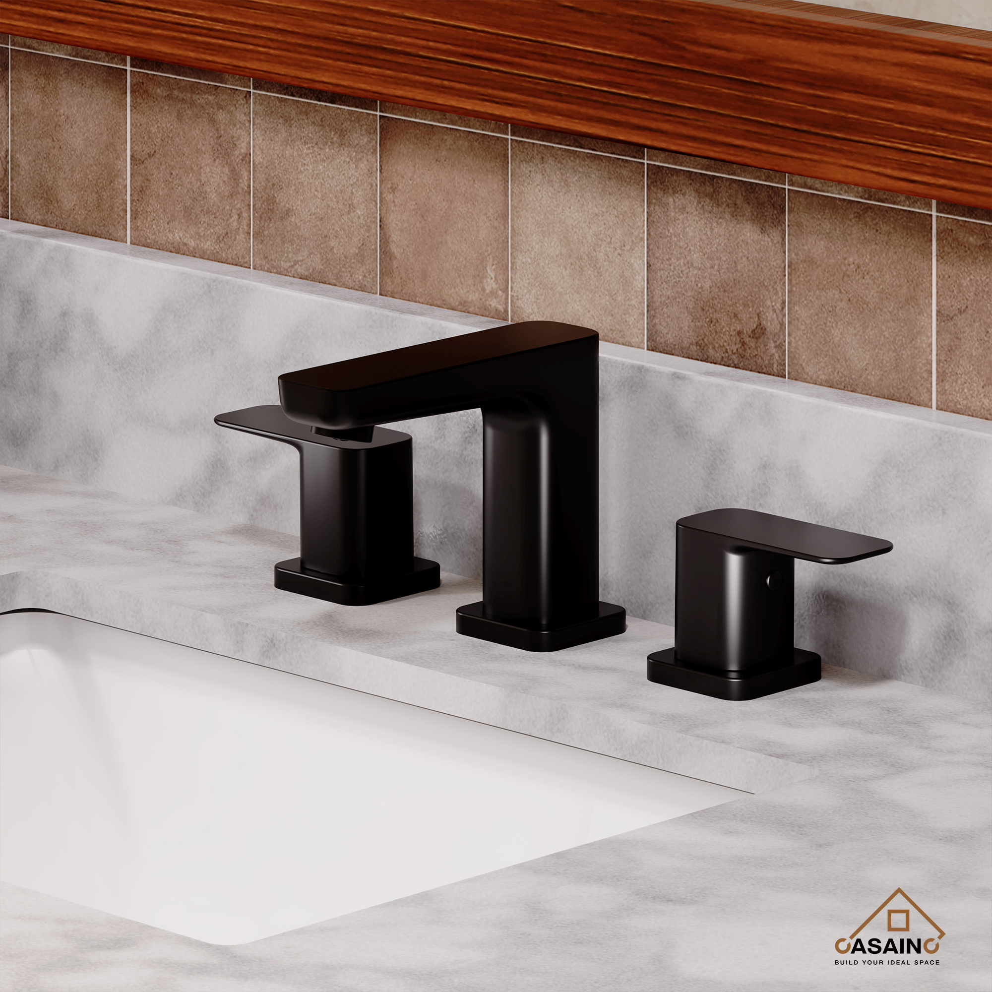 Luxurious 8-Inch Bathroom Sink Faucet Set with Dual Handles, Matte Black Finish