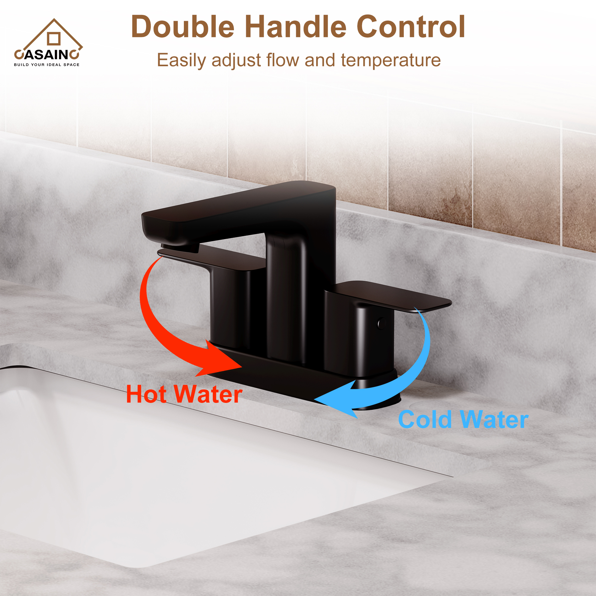 Premium 4-Inch Bathroom Vanity Faucet Set with Dual Handles, Matte Black Finish