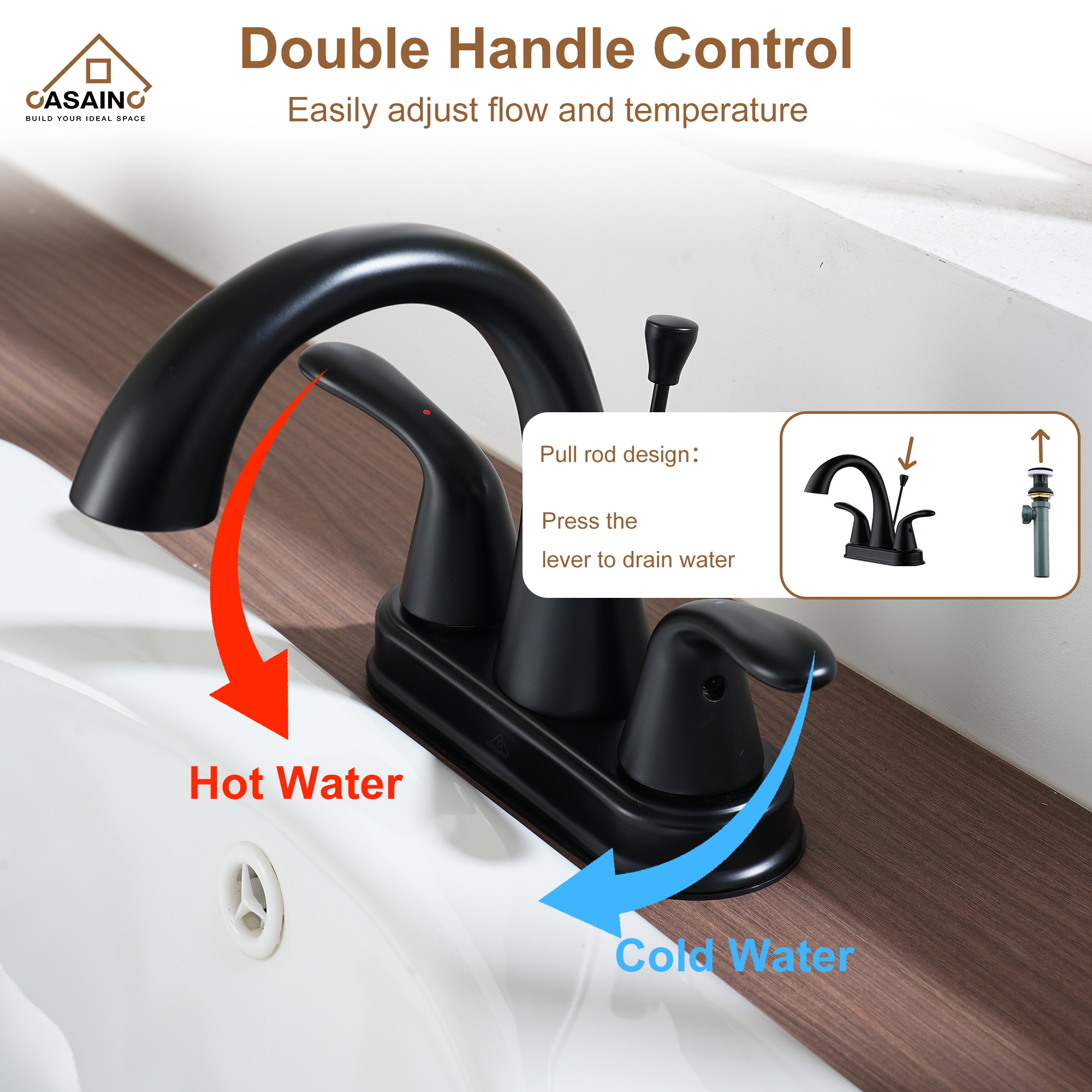 Luxurious Matte Black Bathroom Sink Faucet Set with Dual Handles