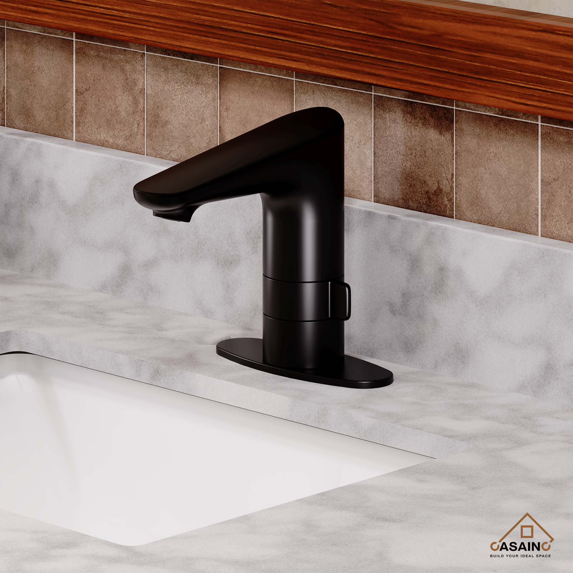 Infrared Sensor Faucet Single Handle Bathroom Basin Faucet with Drainer and Deckplate