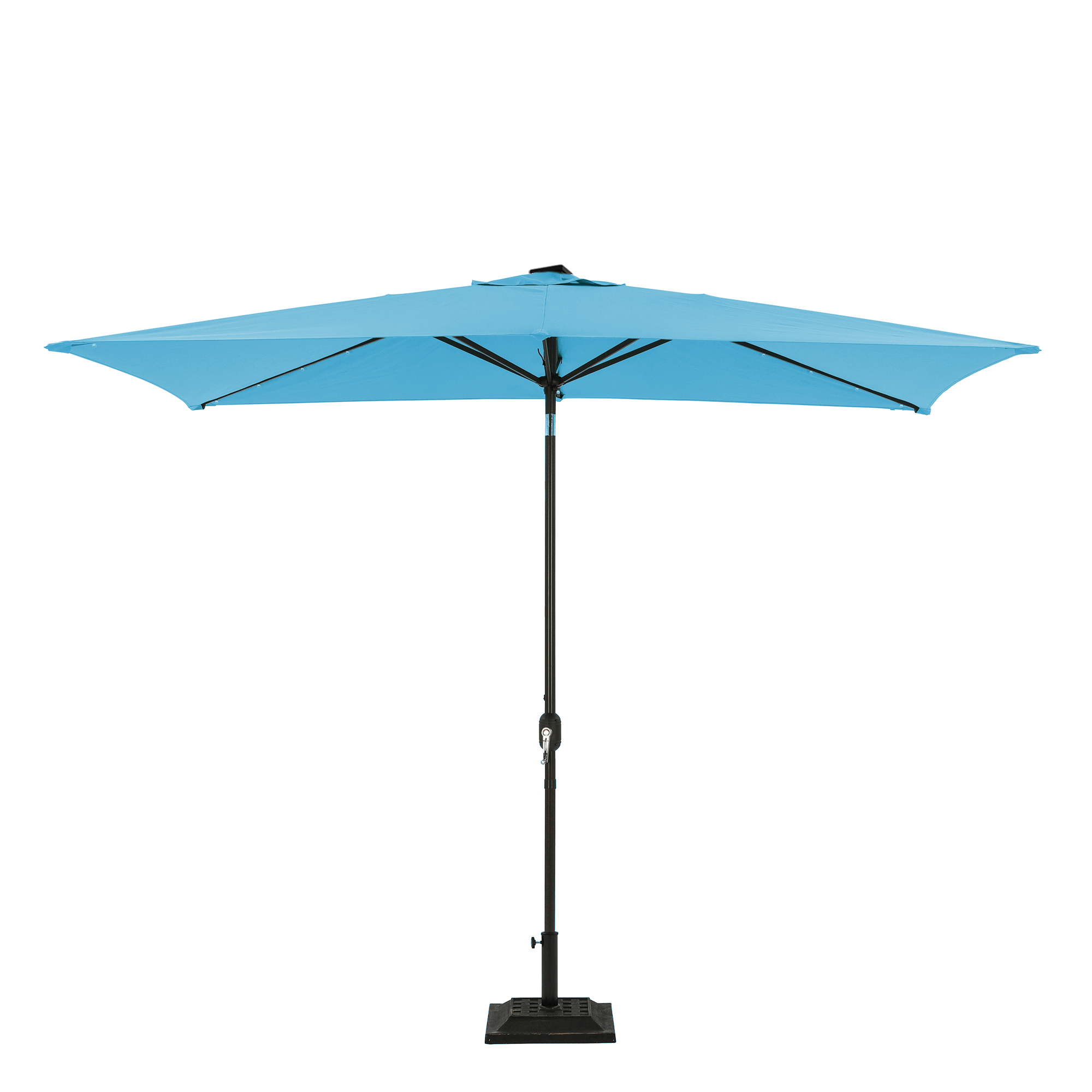 10Ft Outdoor Rectangular Umbrella with 26 Solar-Powered LED Lights, Crank and Tilt (Without Base)