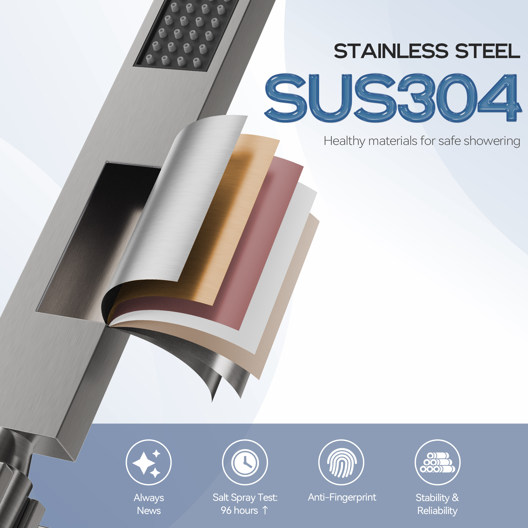 22" Wall Mounted Stainless Steel Shower Systems With Handheld Shower