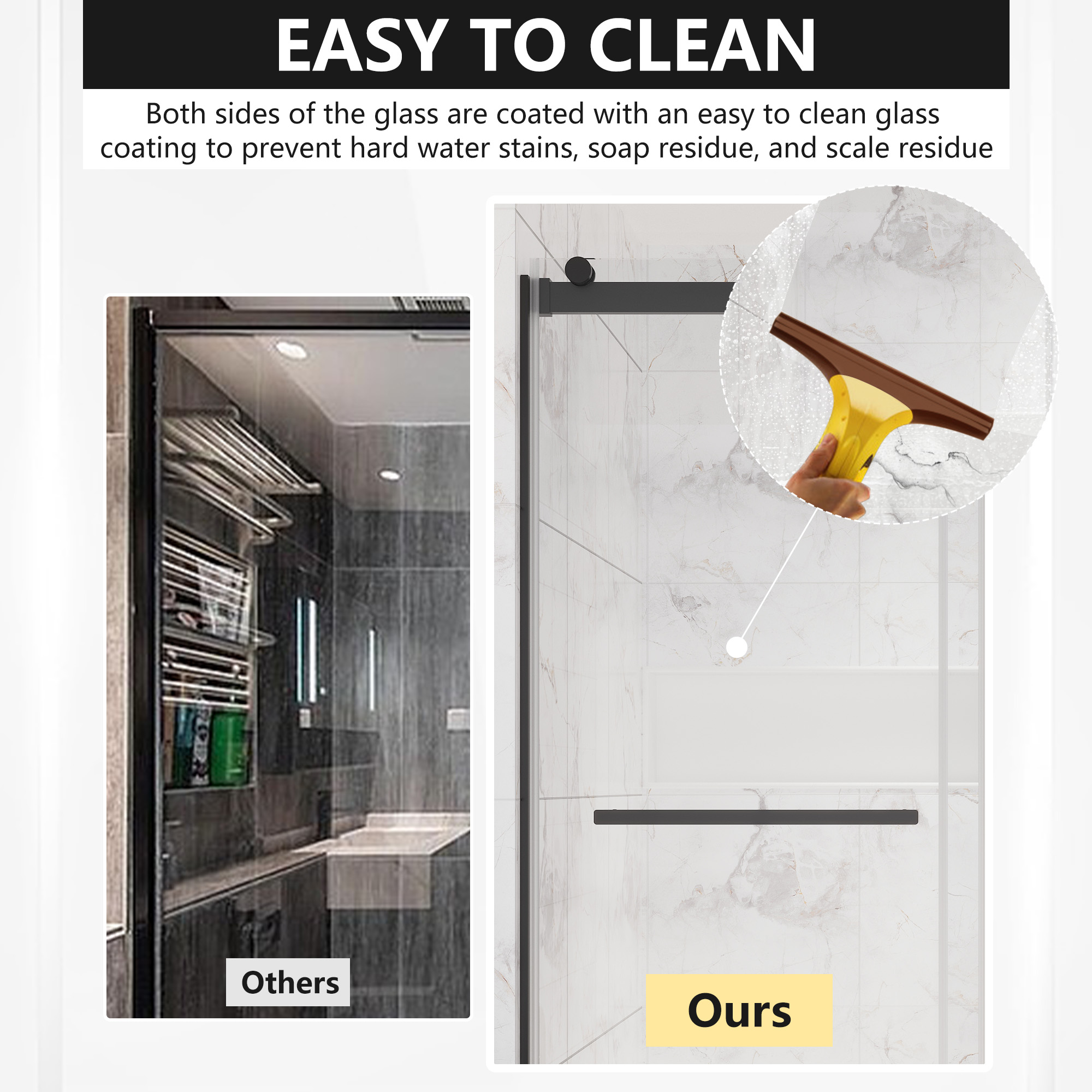 60"x76" Frameless Double Sliding Shower Door Featured 5/16" Thick Tempered Glass Shower Enclosure