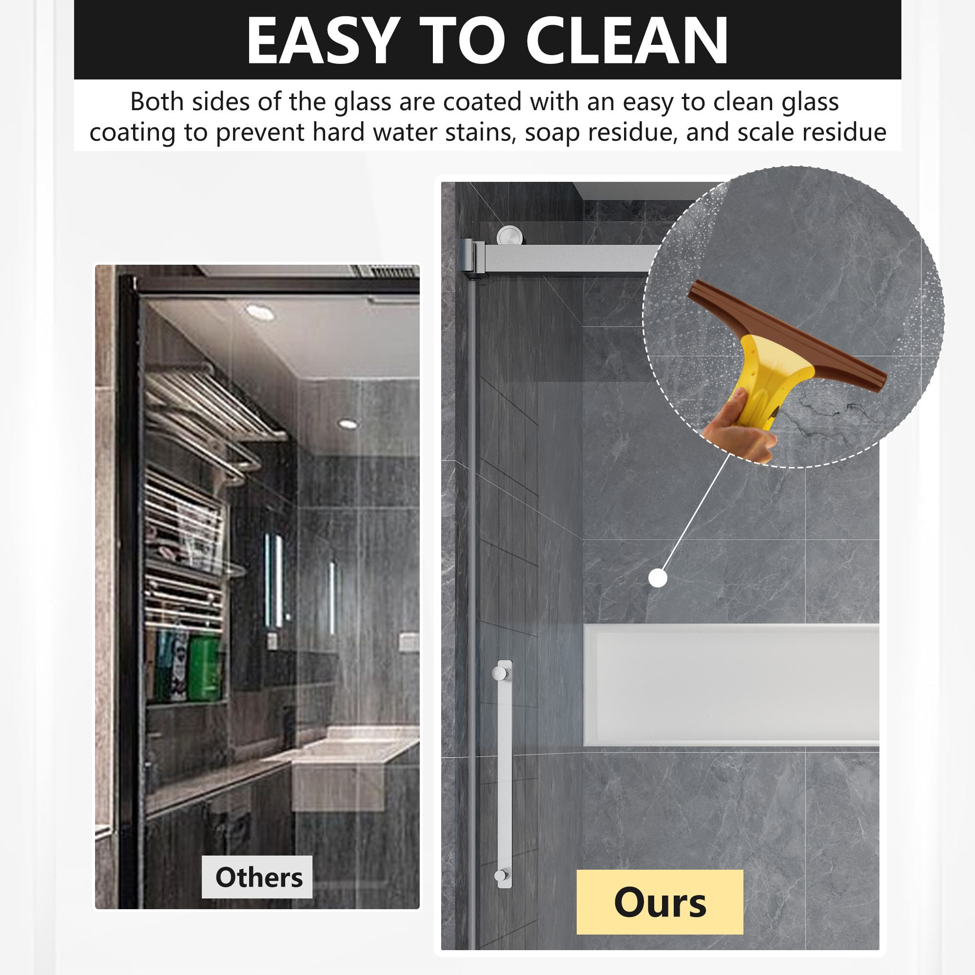 60"x76" Frameless Double Sliding Shower Door Rounded Corners Tempered Glass with SGCC Certification