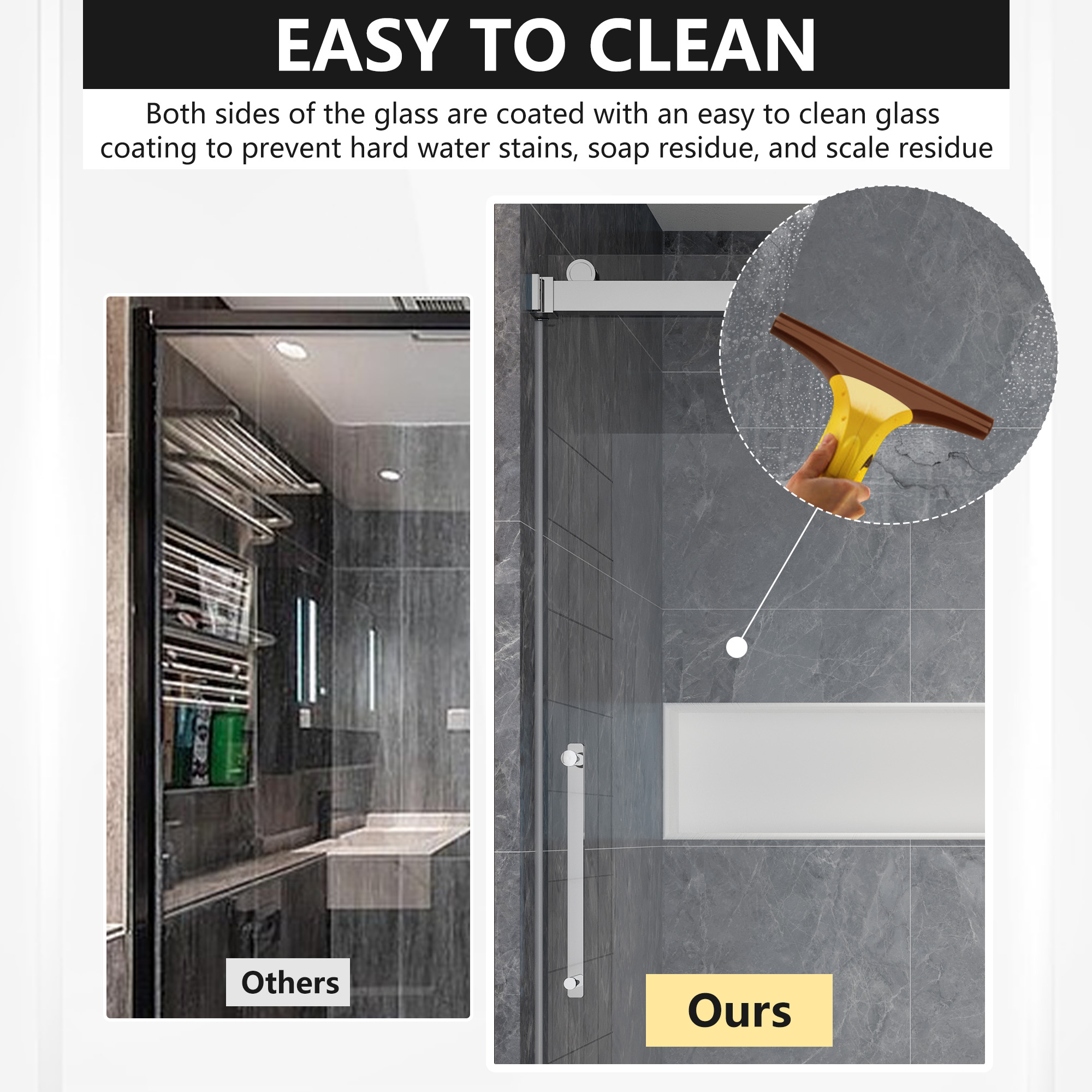 60"x76" Frameless Double Sliding Shower Door Rounded Corners Tempered Glass with SGCC Certification