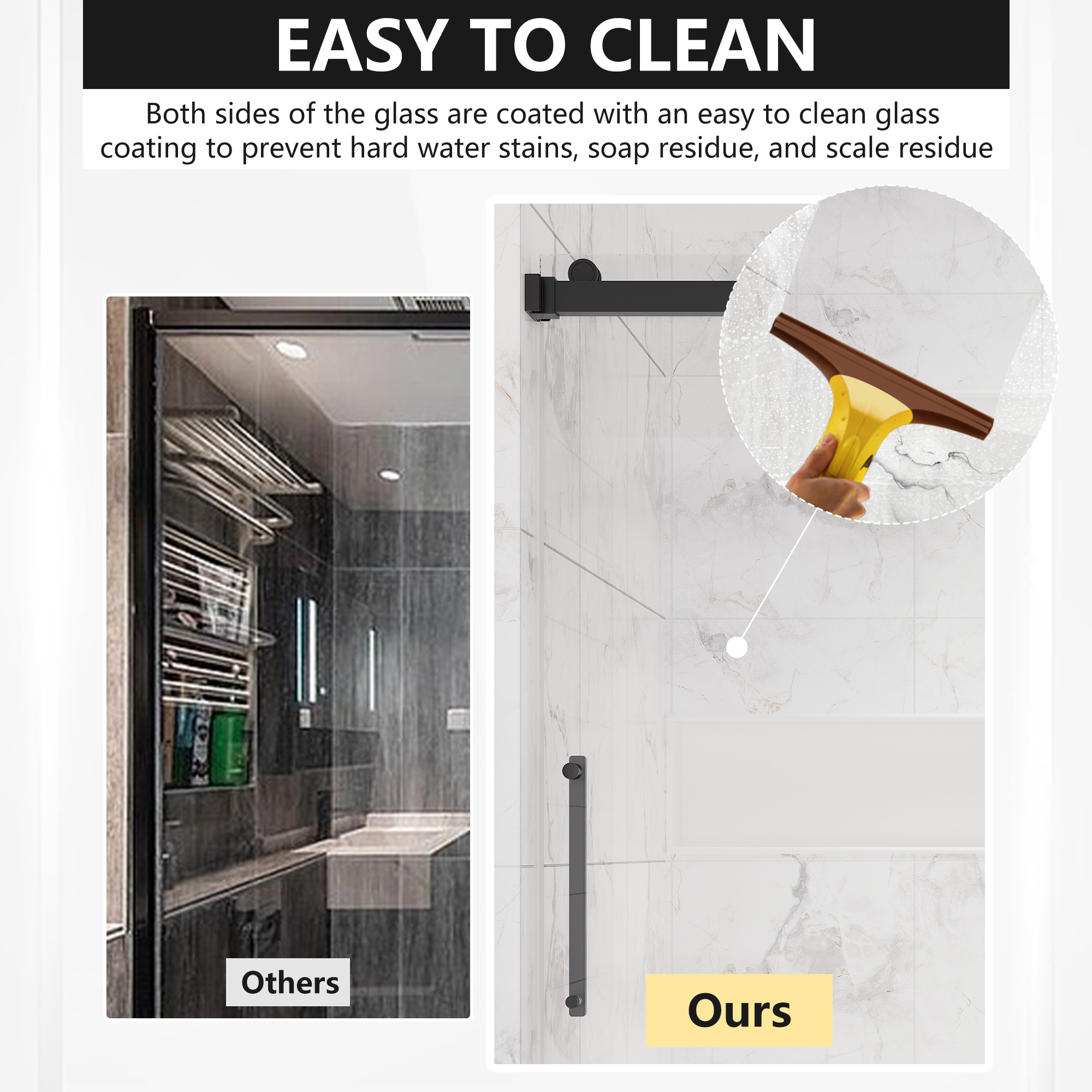 60"x76" Frameless Double Sliding Shower Door Rounded Corners Tempered Glass with SGCC Certification