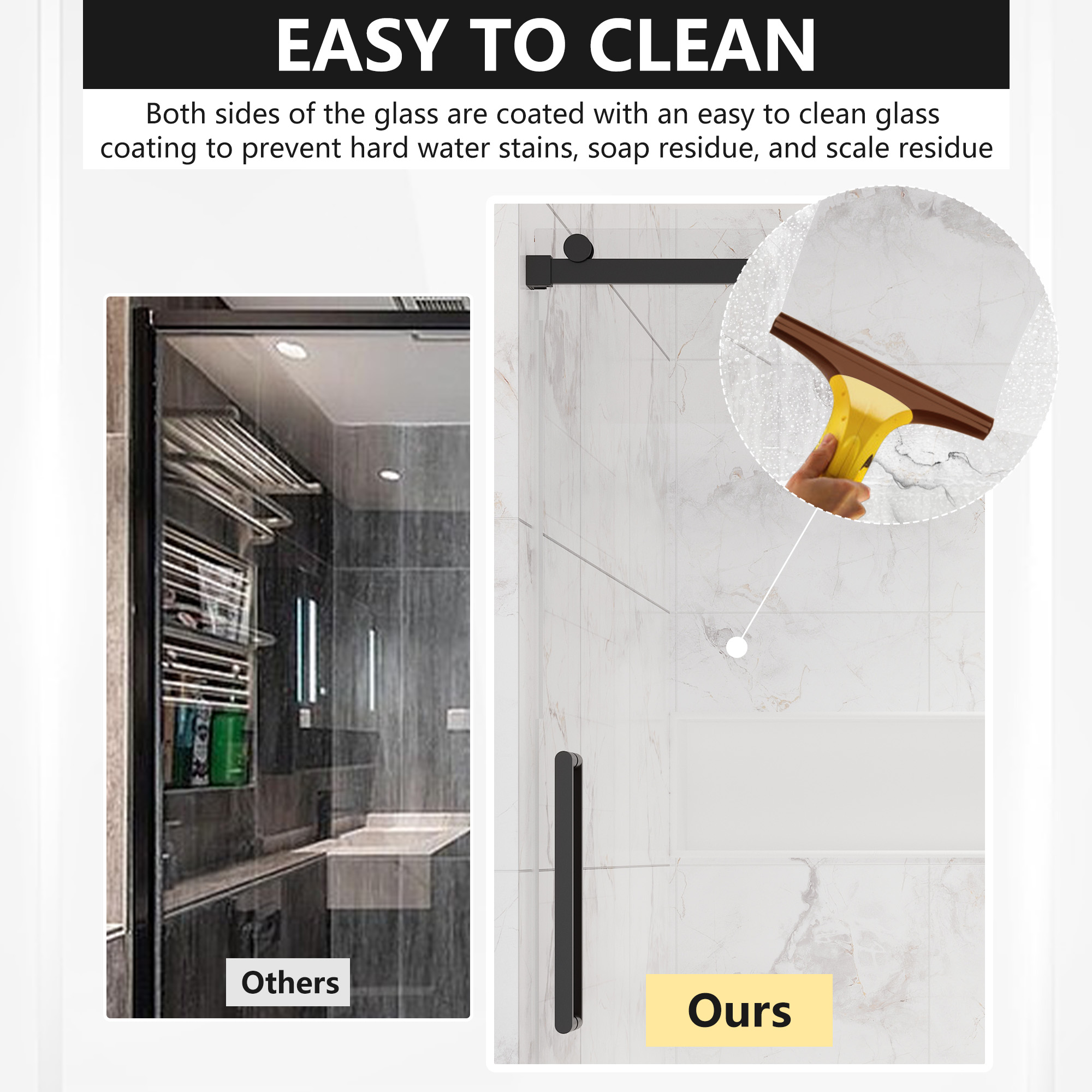 60"x76" Frameless Single Sliding Shower Door in Matte Black/Brushed Nickel/Chrome