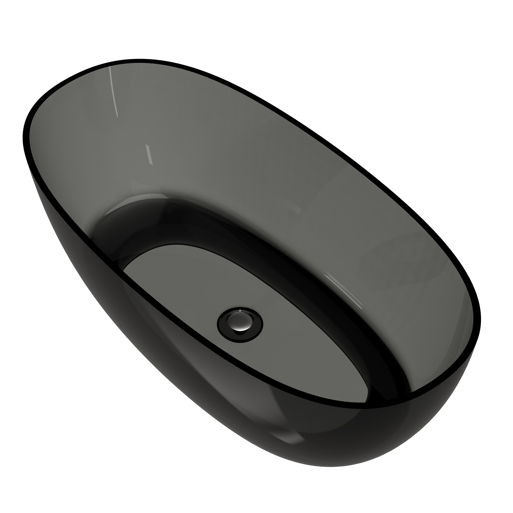 59"/67" Pure Resin Freestanding Transparent Bathtub with Center Drain