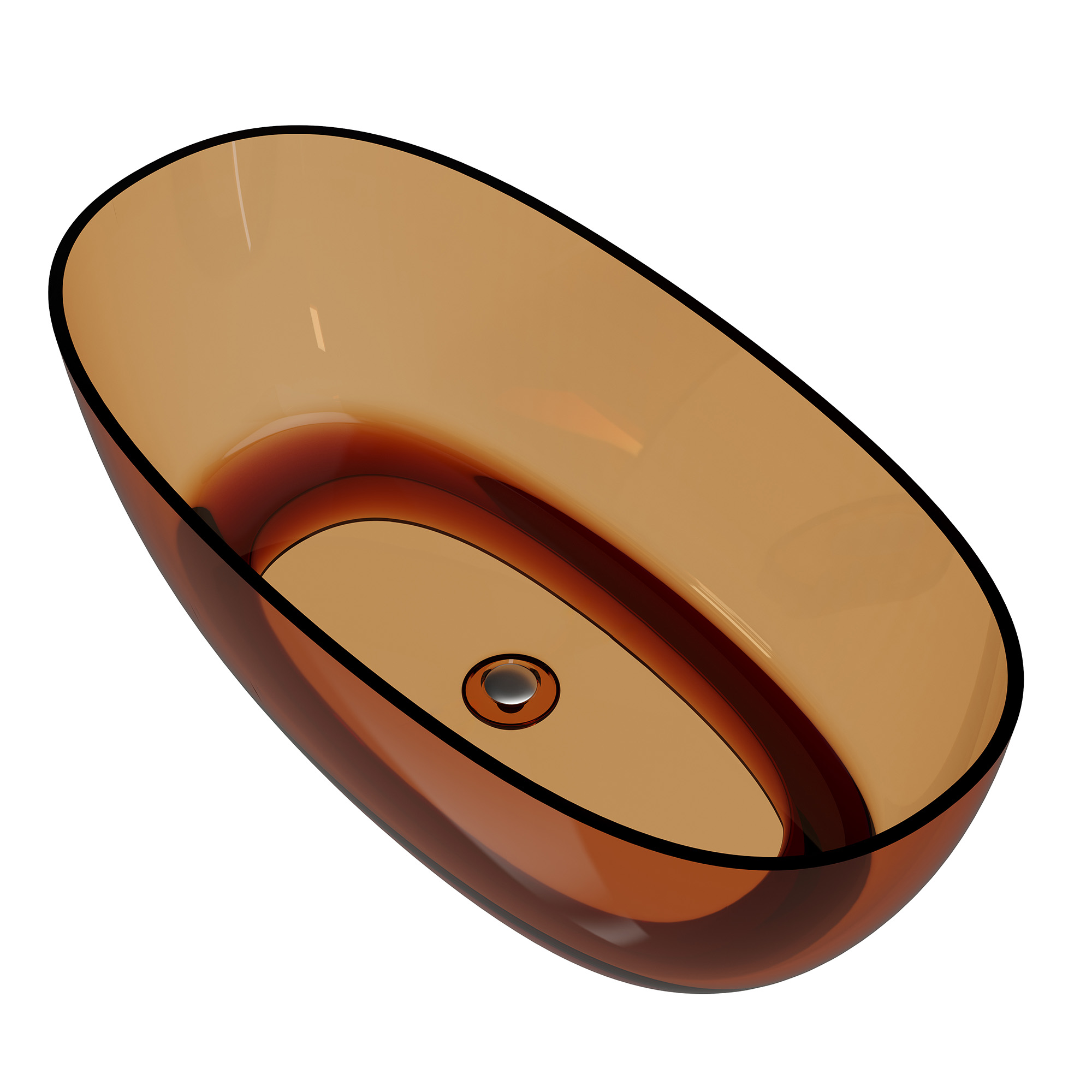 59"/67" Pure Resin Freestanding Transparent Bathtub with Center Drain